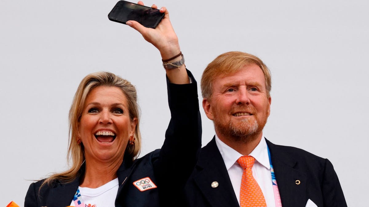 Dronning Maxima og kong Willem-Alexander til åbningsceremonien ved OL i Paris.&nbsp;