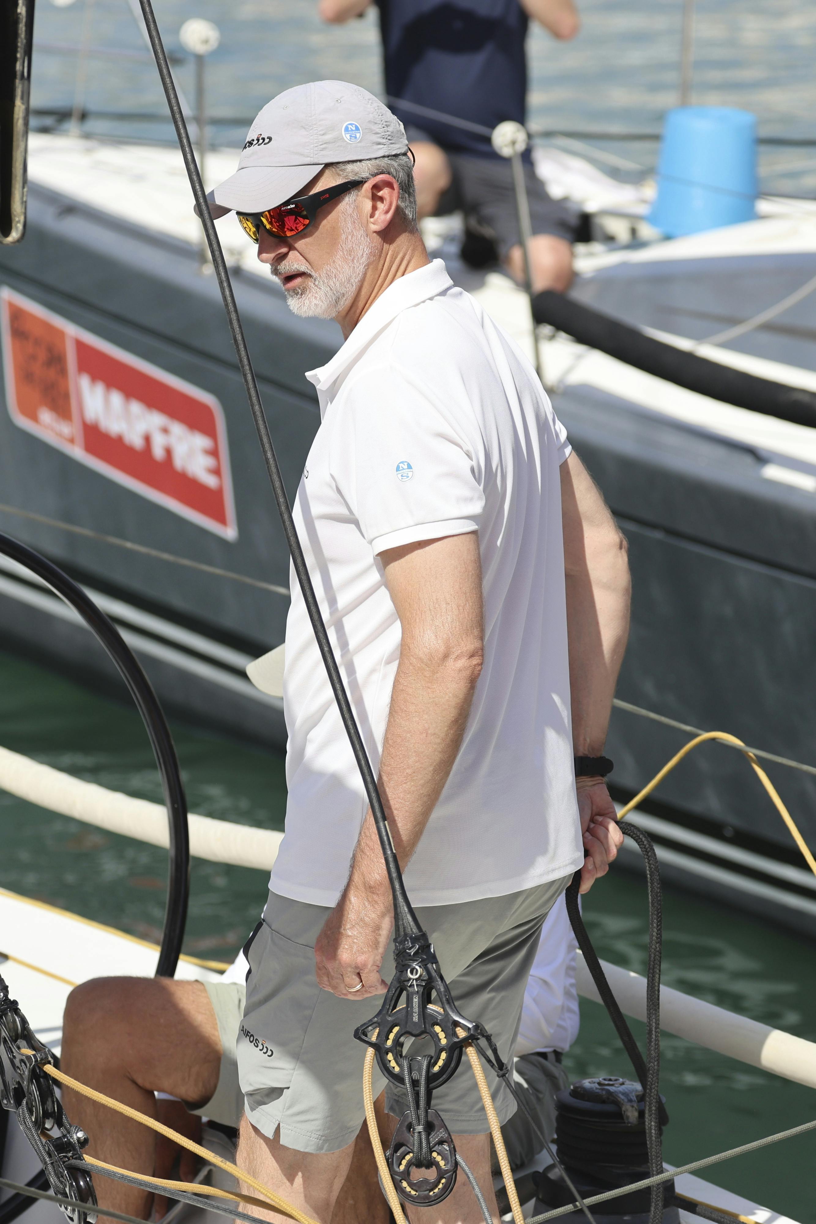 King Felipe VI during his boarding at the Real Club Naútico de Palma, on July 30, 2024, in Palma de Mallorca, Mallorca, Balearic Islands (Spain). KING FELIPE VI Raúl Terrel / Europa Press 07/30/2024 (Europa Press via AP)