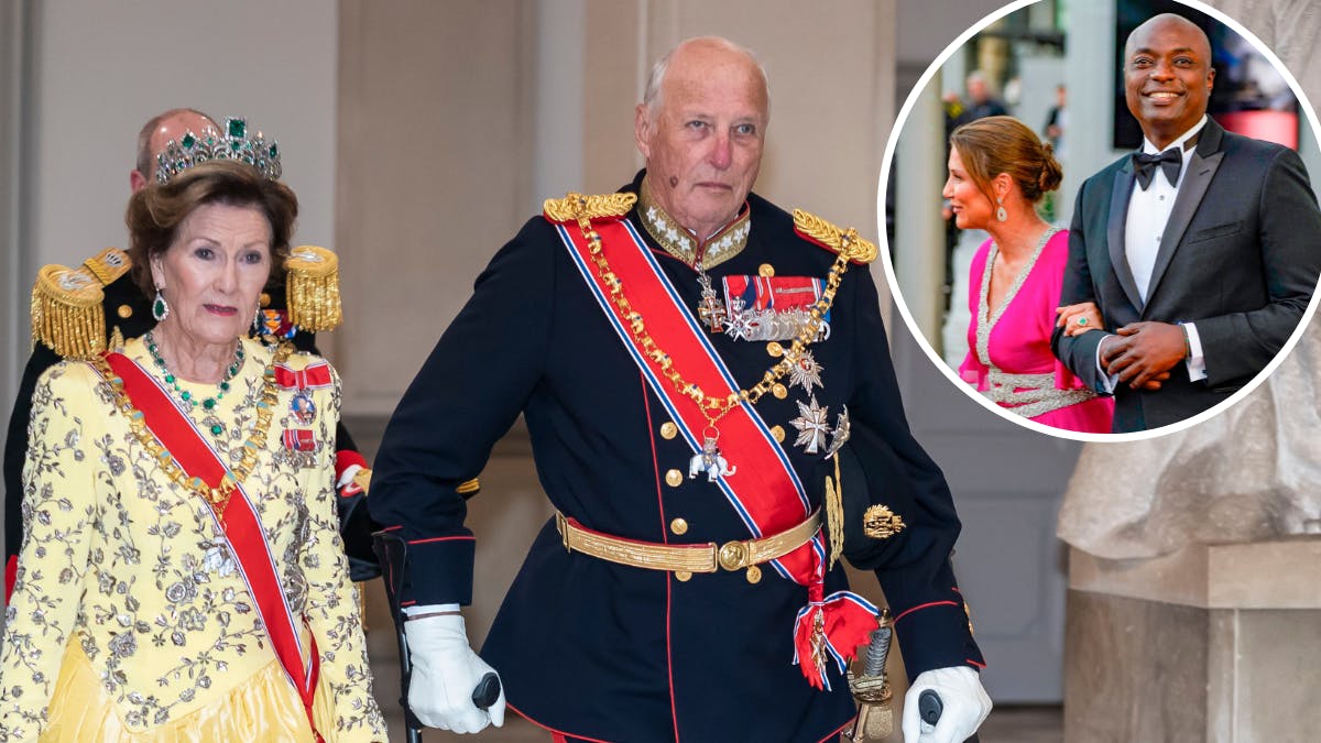 Dronning Sonja og kong Harald. Indsat foto: Prinsesse Märtha Louise og Shaman Durek