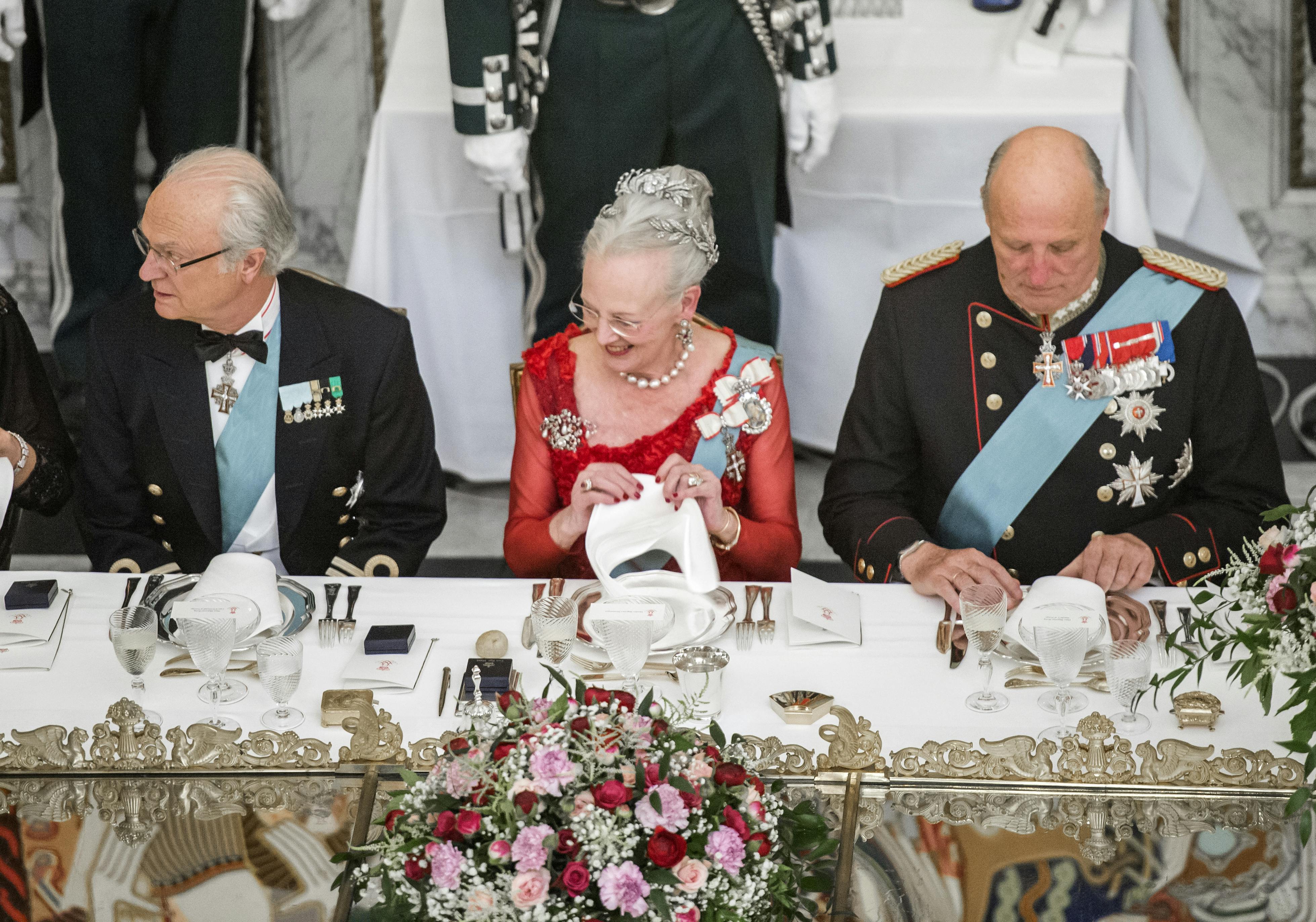 Gallataffel for det officielle Danmark på Christiansborg Slot den 15. april 2015 i anledning af  Dronning Margrethes 75-års fødselsdag. 