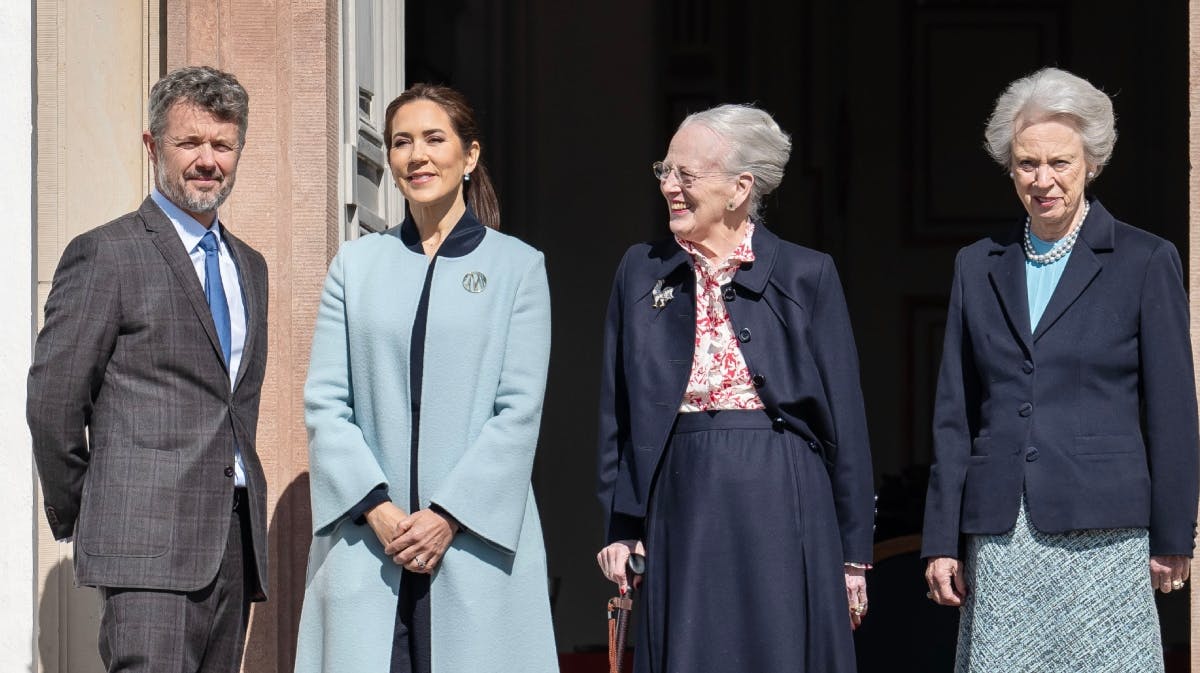 Kong Frederik, dronning Mary, dronning Margrethe og prinsesse Benedikte 