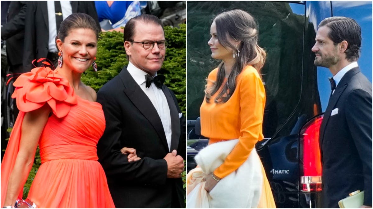 Kronprinsesse Victoria og prins Daniel og prinsesse Sofia og prins Carl Philip til brylluppet i Norge.&nbsp;