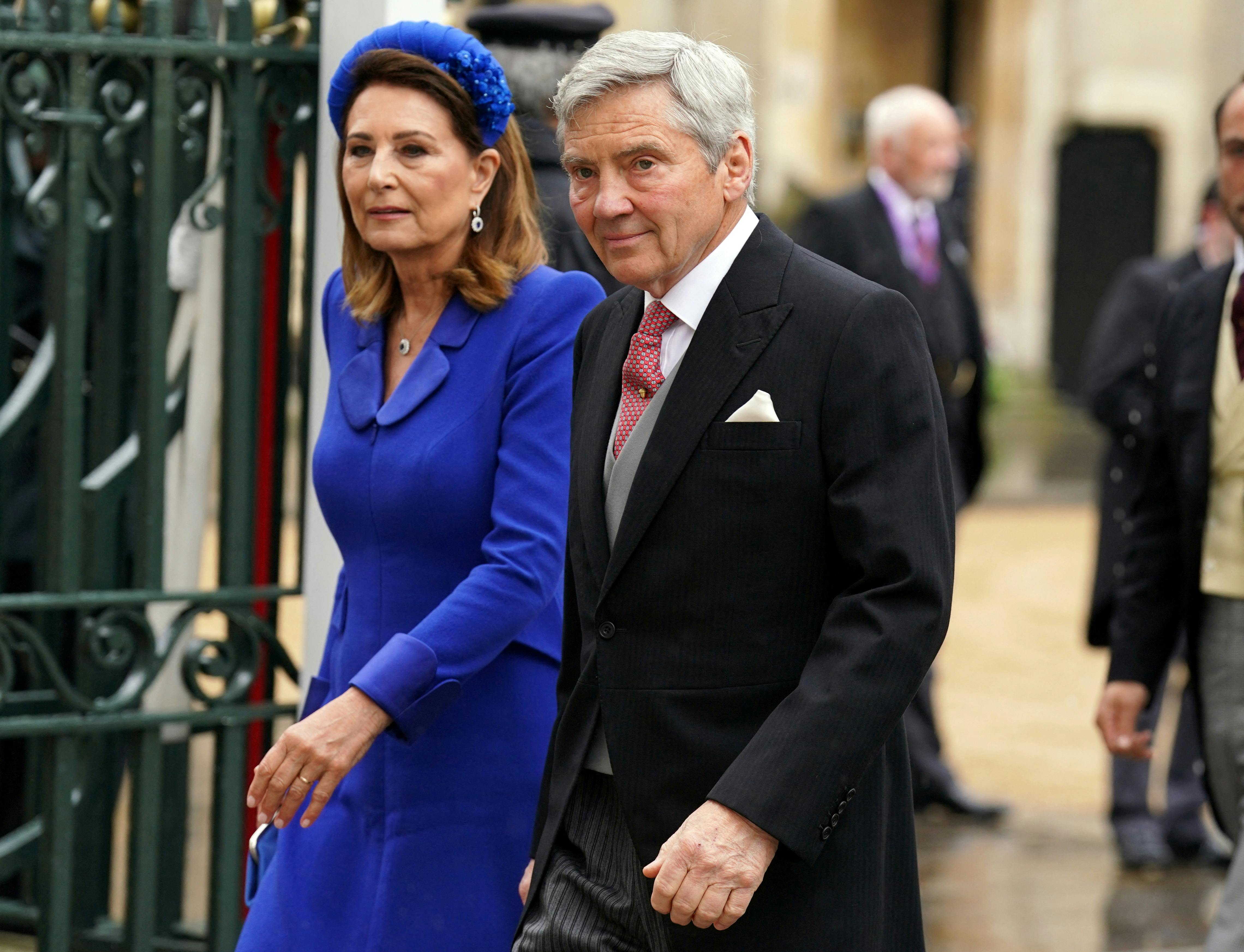 Michael and Carole Middleton arriving at Westminster Abbey, central London, ahead of the coronation ceremony of King Charles III and Queen Camilla. Saturday May 6, 2023. Andrew Milligan/Pool via REUTERS