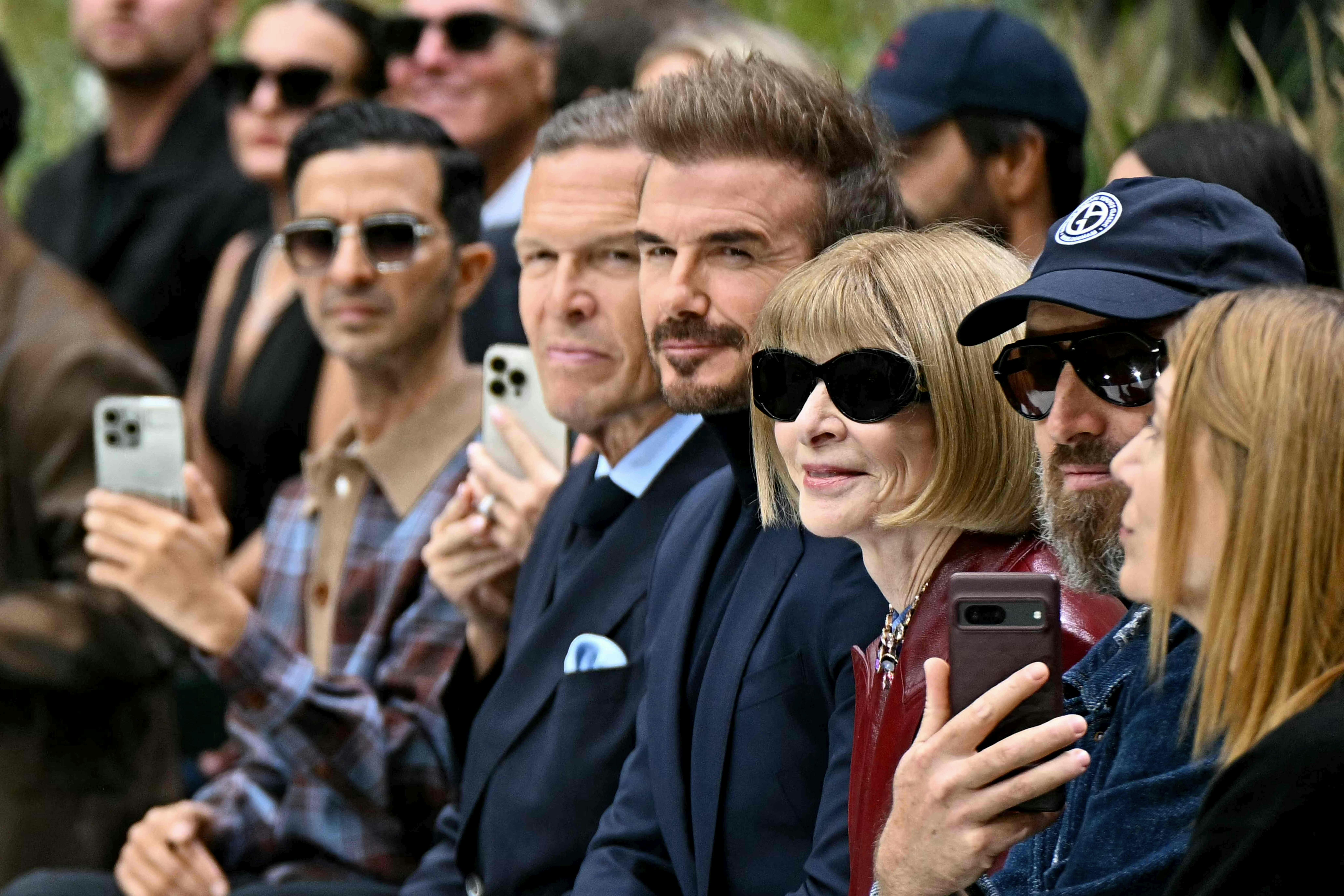 Hugo Boss-direktør Daniel Grieder, David Beckham og Vogue's Anna Wintour