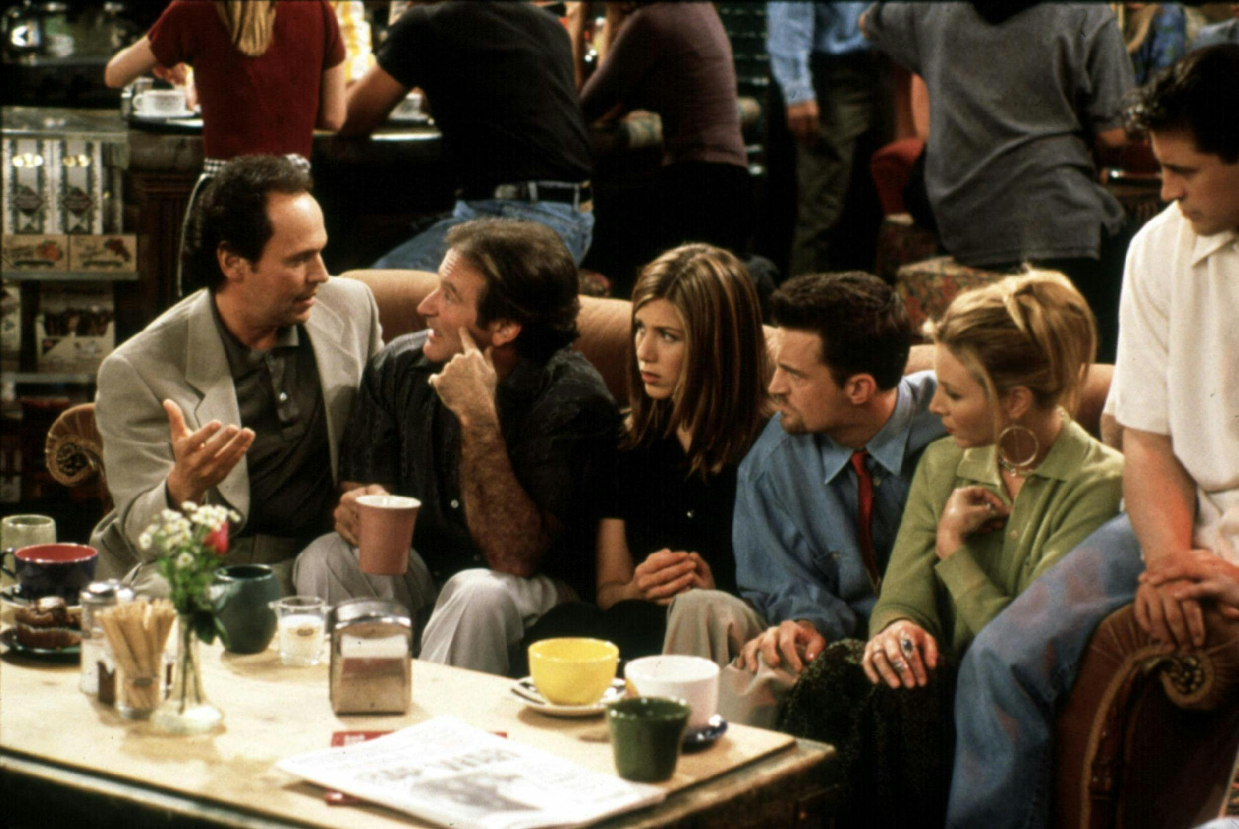 Billy Crystal, Robin Williams, Jennifer Aniston, Matthew Perry, Lisa Kudrow og Matt LeBlanc i "Venner".