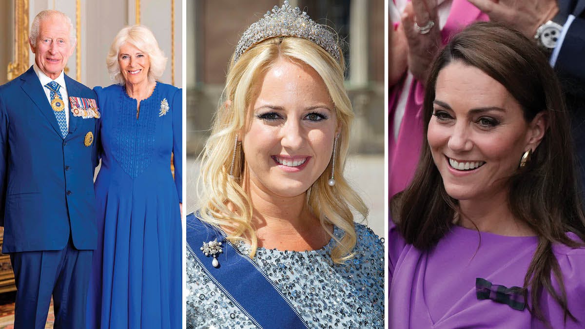 Kong Charles og dronning Camilla, prinsesse Theodora samt prinsesse Catherine.&nbsp;