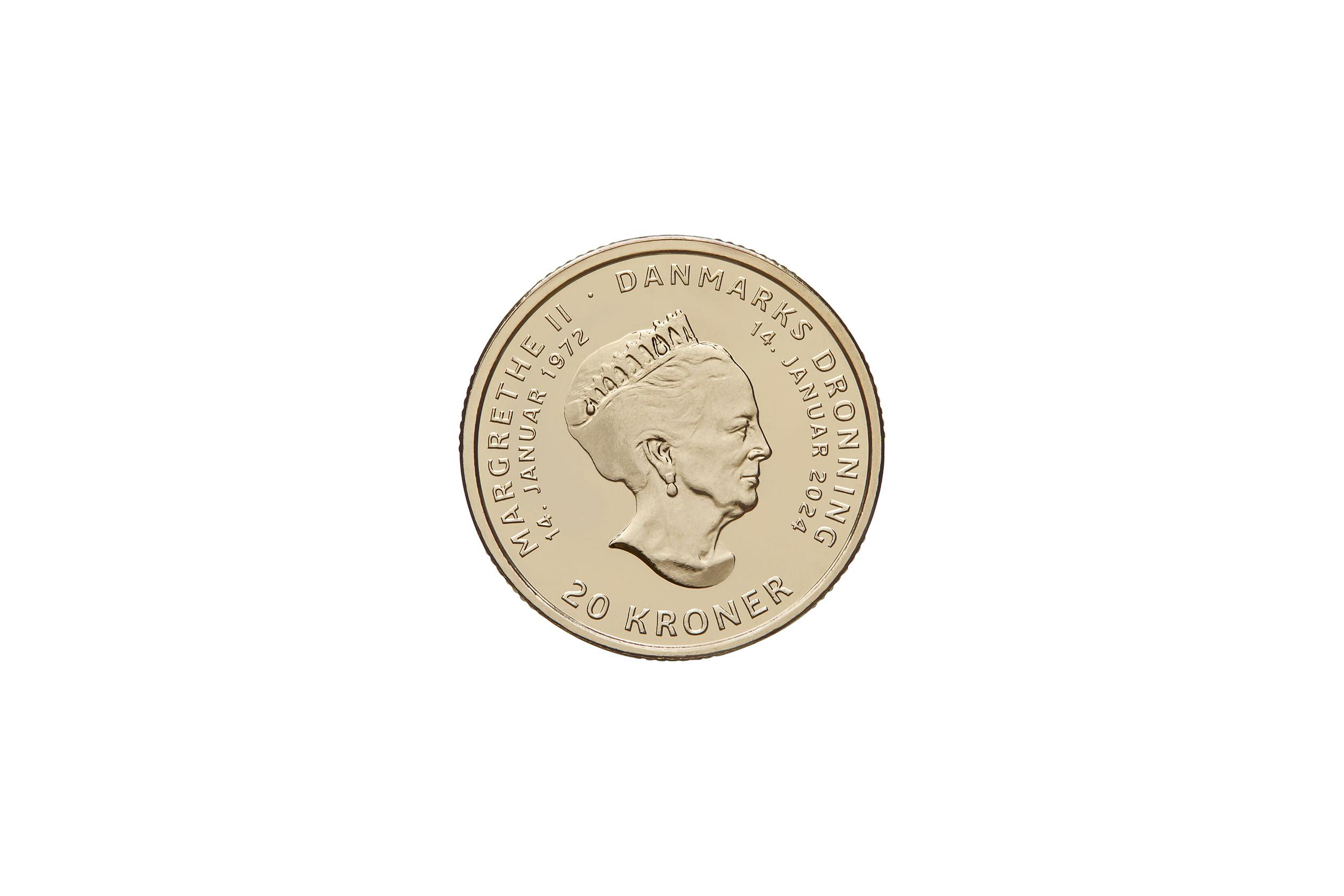 Den anden side af tronskiftemønten med dronning Margrethe.