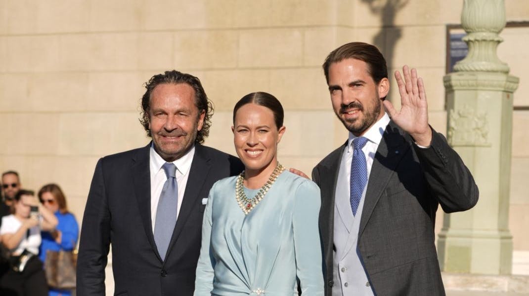 Prins Philippos og prinsesse Nina samt hendes far, Thomas Flohr.