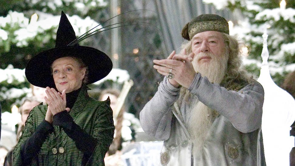 Maggie Smith og Michael Gambon i "Harry Potter og Flammernes Pokal" fra 2005.