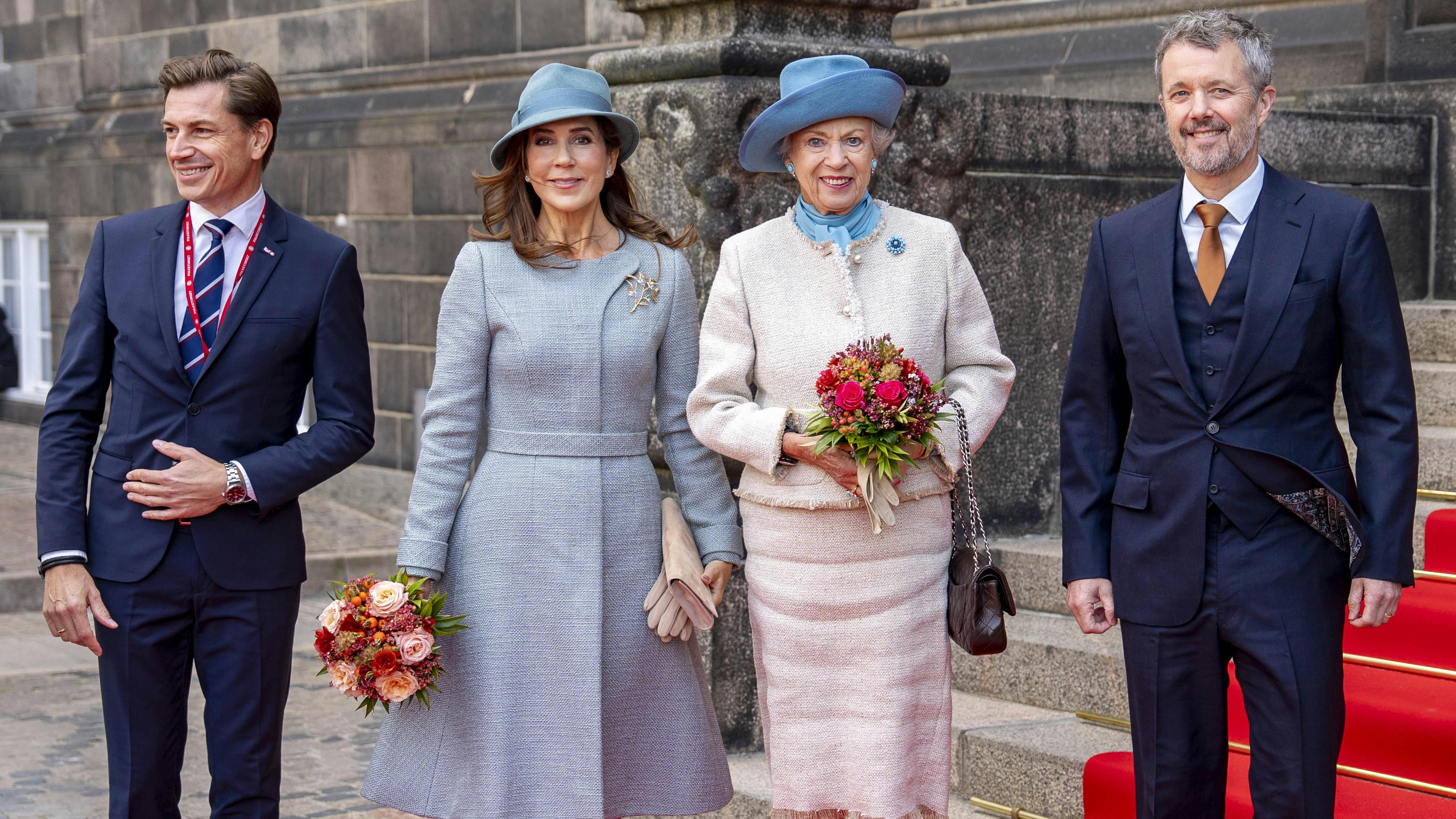 Søren Koushede, dronning Mary, prinsesse Benedikte og kong Frederik.