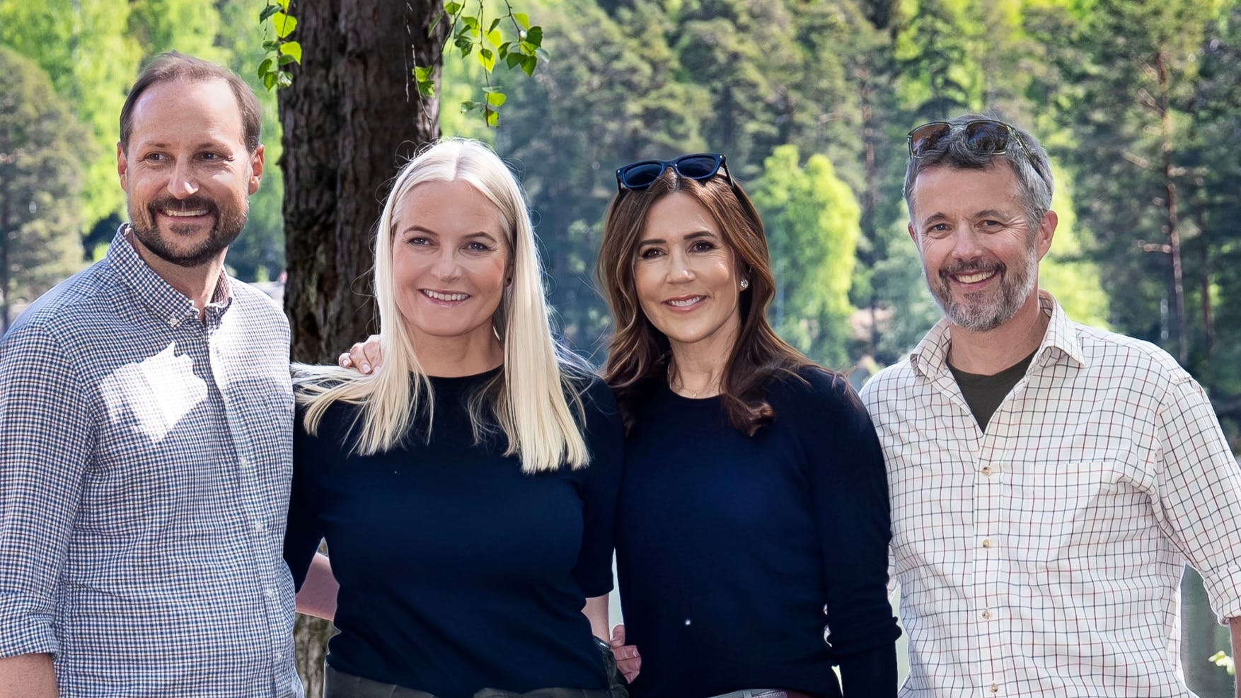 Kronprins Haakon, kronprinsesse Mette-Marit, dronning Mary og kong Frederik.&nbsp;