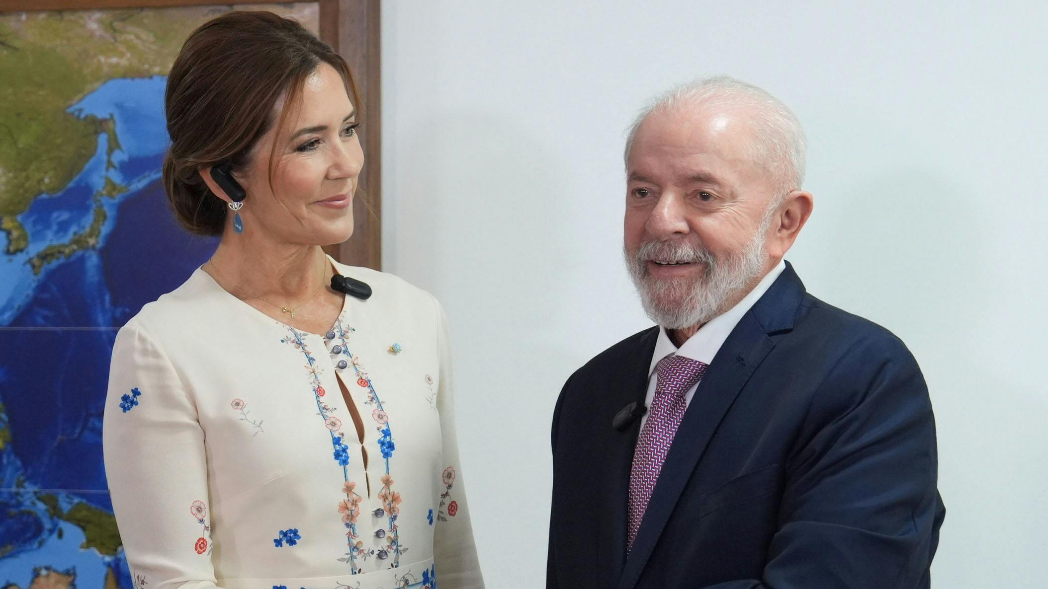 Dronning Mary og præsident Luiz Inazio Lula da Silva.