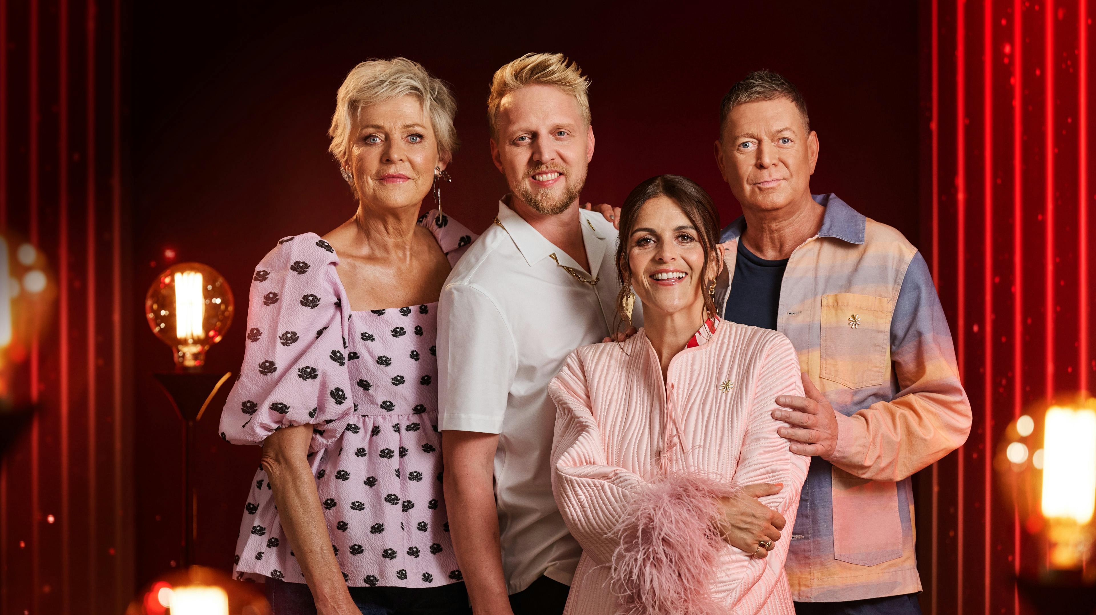 "Knæk Cancer", Søs Egelind, Pelle Emil Hebsgaard, Petra Nagel og Peter Frödin.