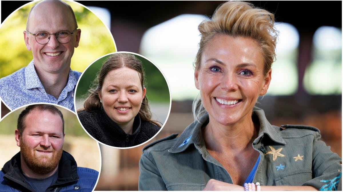 Lene Beier samt Svend, Jacob og Serena fra "Landmand søger kærlighed"