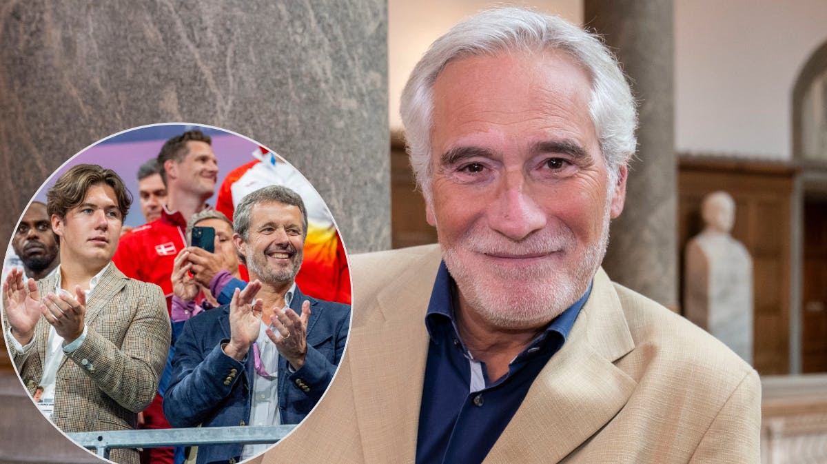 Morten Stig Christensen og indsat et billede af kronprins Christian og kong Frederik til OL i sommer. 