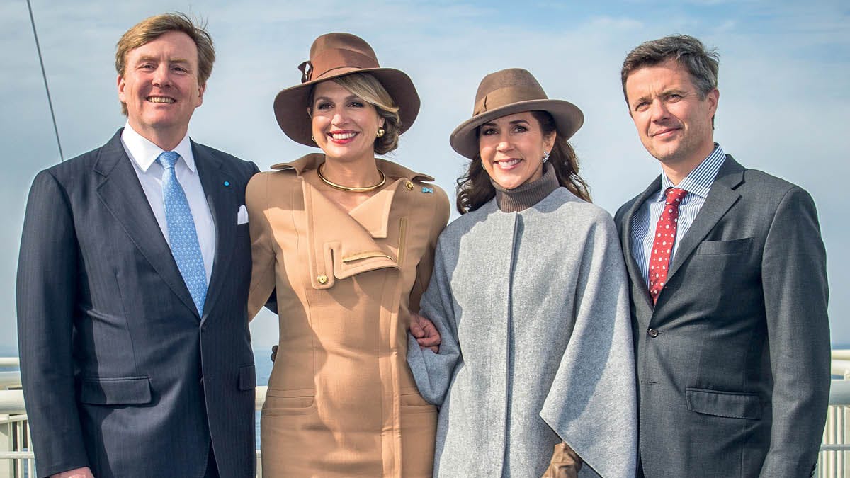 Kong Willem-Alexander, dronning Maxima, dronning Mary og kong Frederik, der dengang var kronprinspar, under det hollandske kongepars statsbesøg i Danmark i 2015.