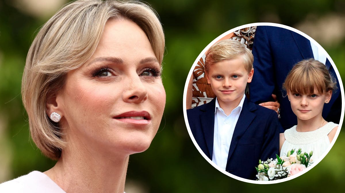Fyrstinde Charlene. Indsat foto af prins Jacques og prinsesse Gabriella. 