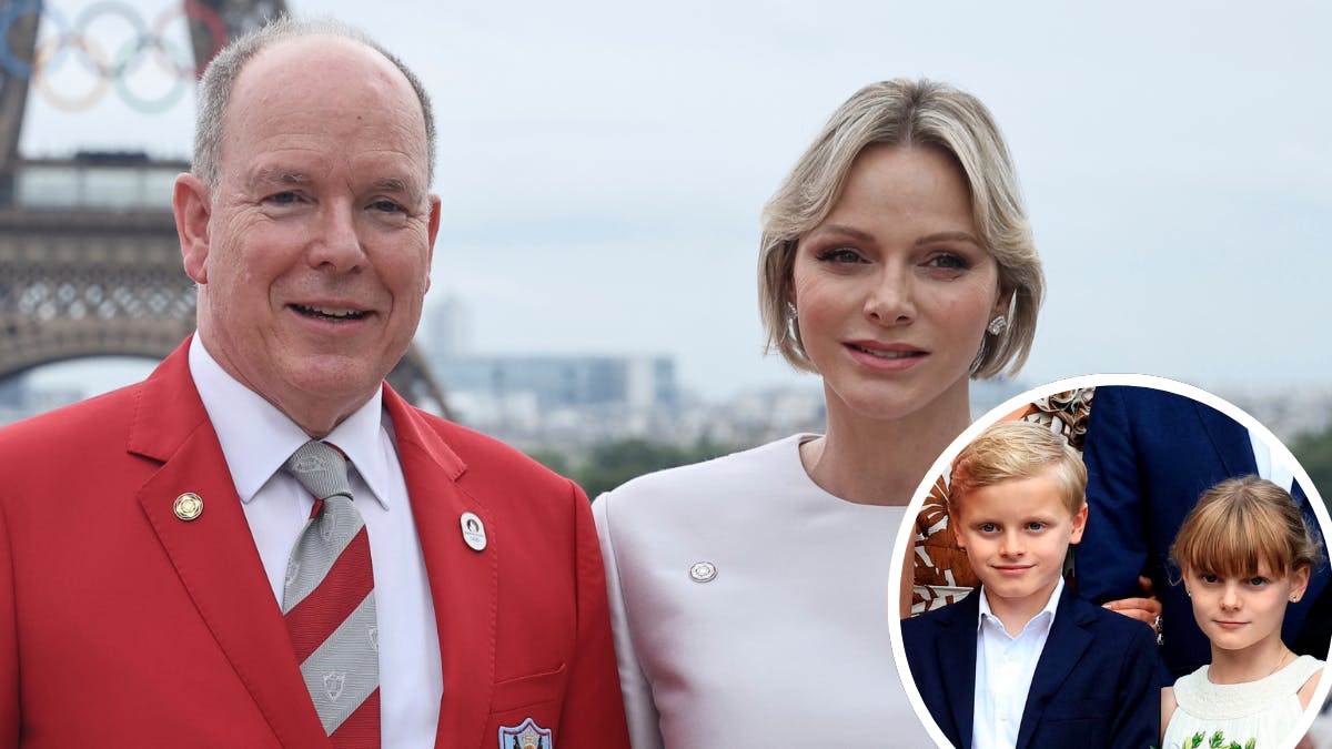 Fyrst Albert og fyrstinde Charlene. Indsat foto af kronprins Jacques og prinsesse Gabriella.&nbsp;