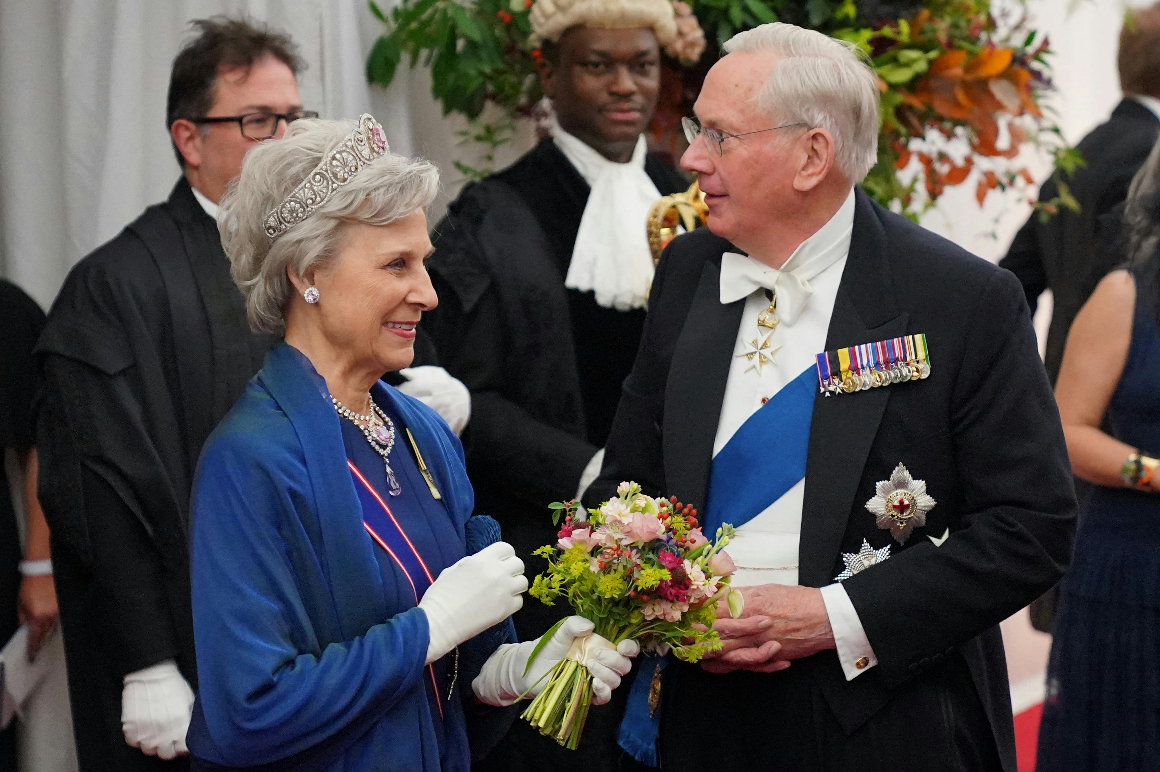 Brigitte, Britain's Duchess of Gloucester (L) and Britain's Prince Richard, Duke of Gloucester attend a Banquet at Guildhall in central London on November 22, 2023, on the second day of a three-day state visit to the UK. South Korean President Yoon Suk Yeol and First Lady Kim Keon Hee began a three-day trip to the UK on Tuesday, with King Charles III's hosting his first state visitors since his coronation. Jonathan Brady / POOL / AFP