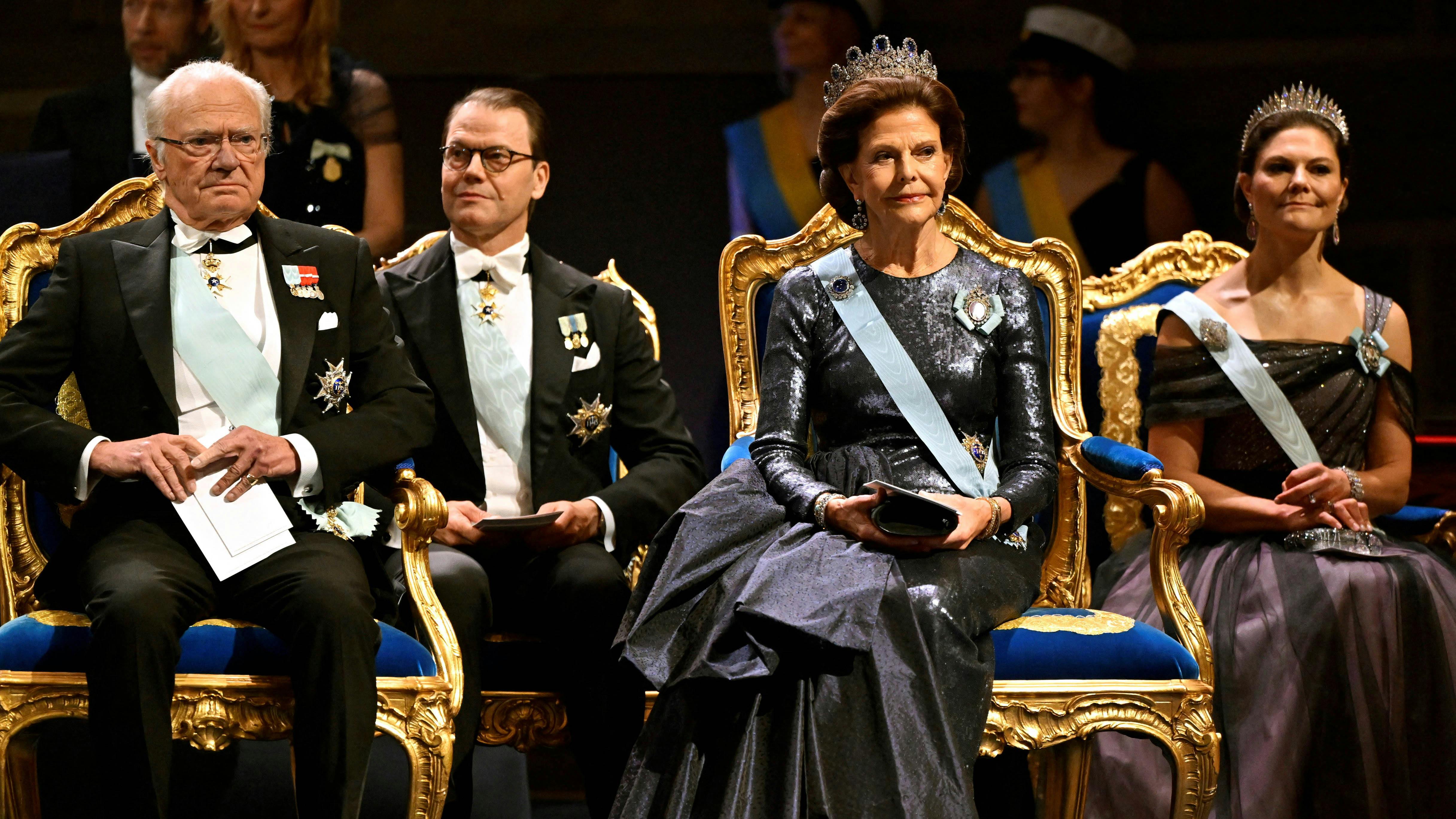 Kong Carl Gustaf, prins Daniel, dronning Silvia og kronprinsesse Victoria.&nbsp;