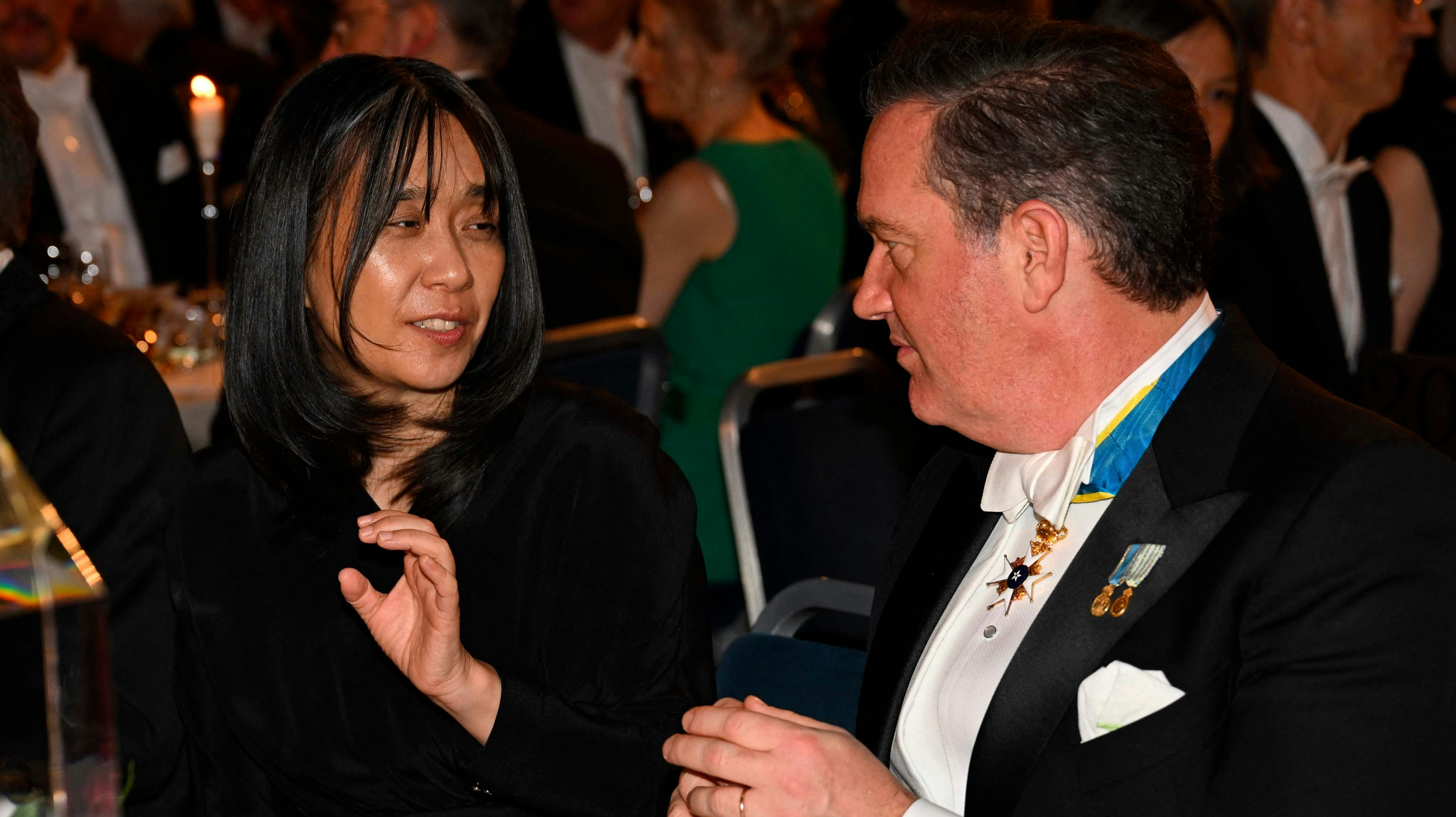 Han Kang og Chris O'Neill ved Nobelfesten. 