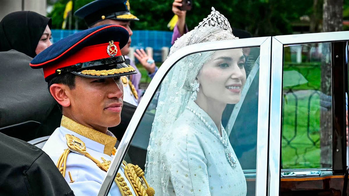 Prins Mateen og Anisha ved brylluppet i januar.