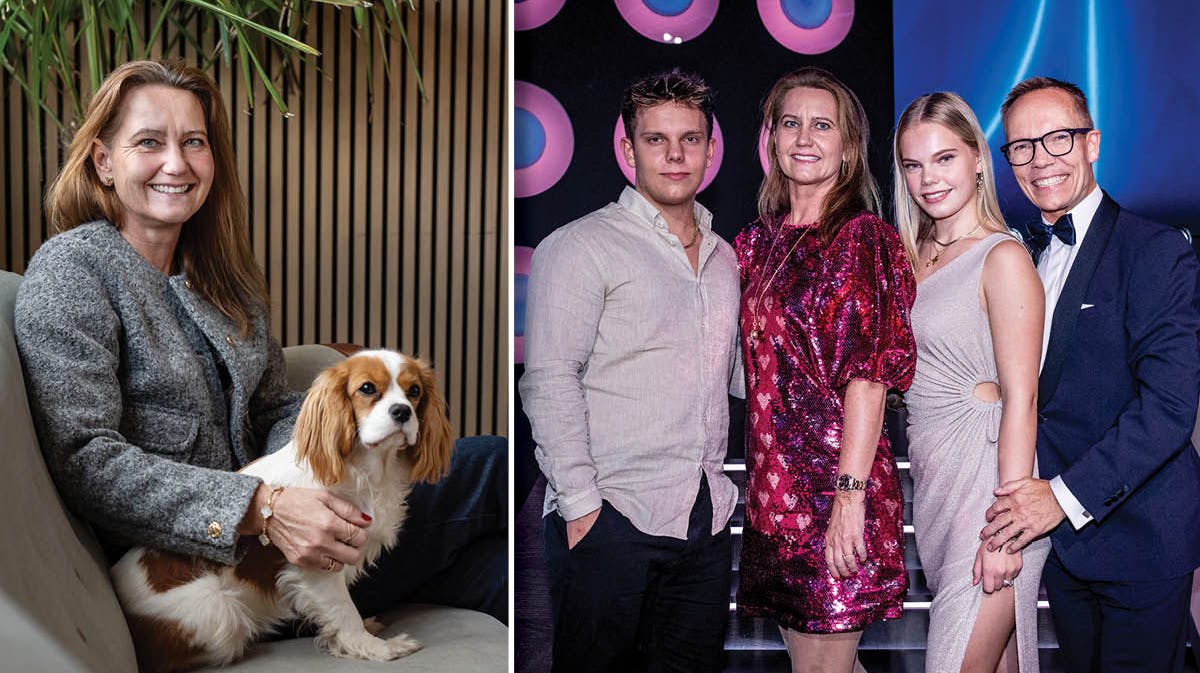 Anette Werner, hunden Ellie, Jens Werner og deres to børn.