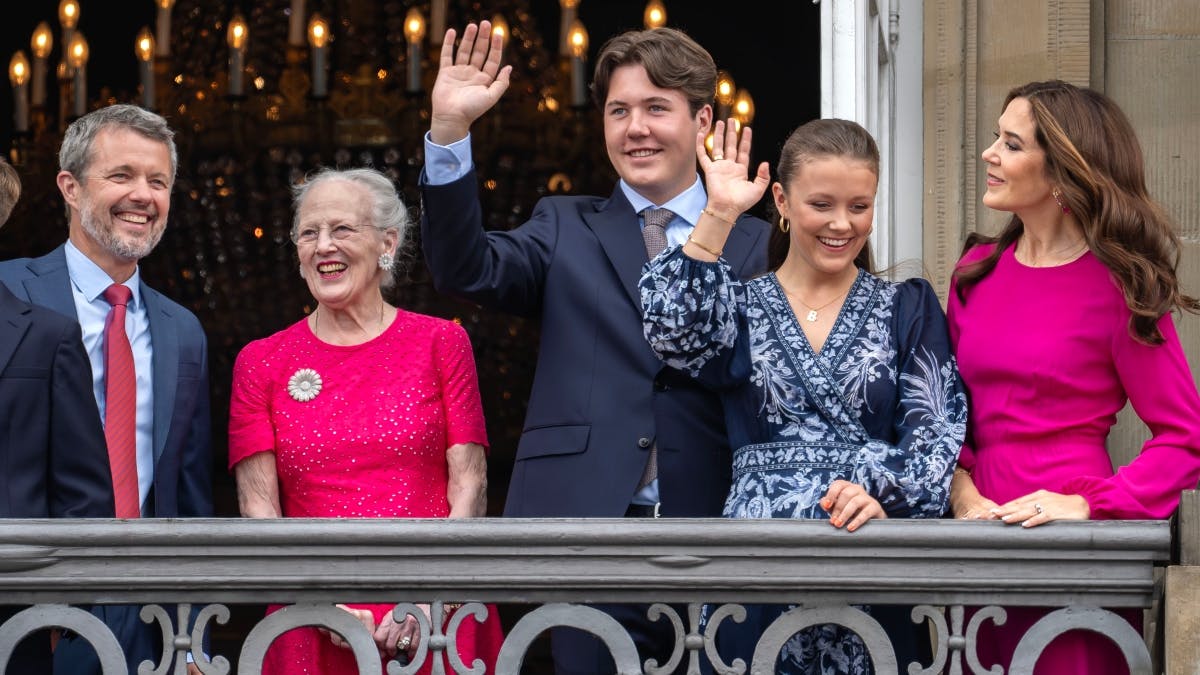 Kong Frederik, dronning Margrethe, kronprins Christian, prinsesse Isabella og dronning Mary