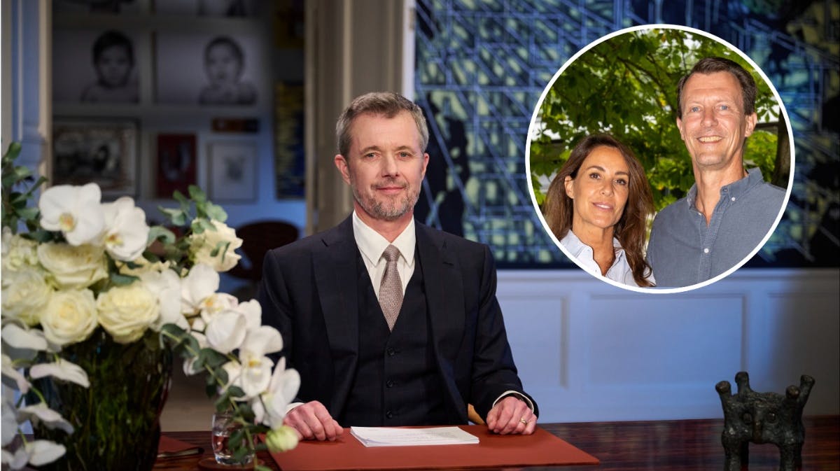 Kong Frederik, prinsesse Marie og prins Joachim.