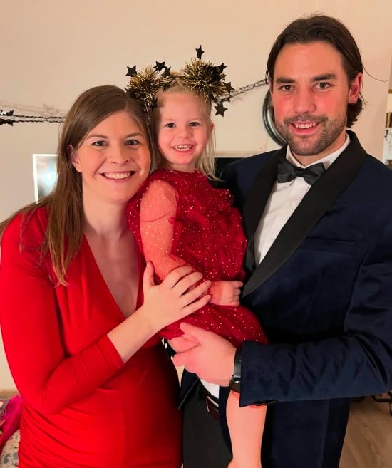 Lotte Friis og Christoffer Schnack Ringø med datteren Andrea.