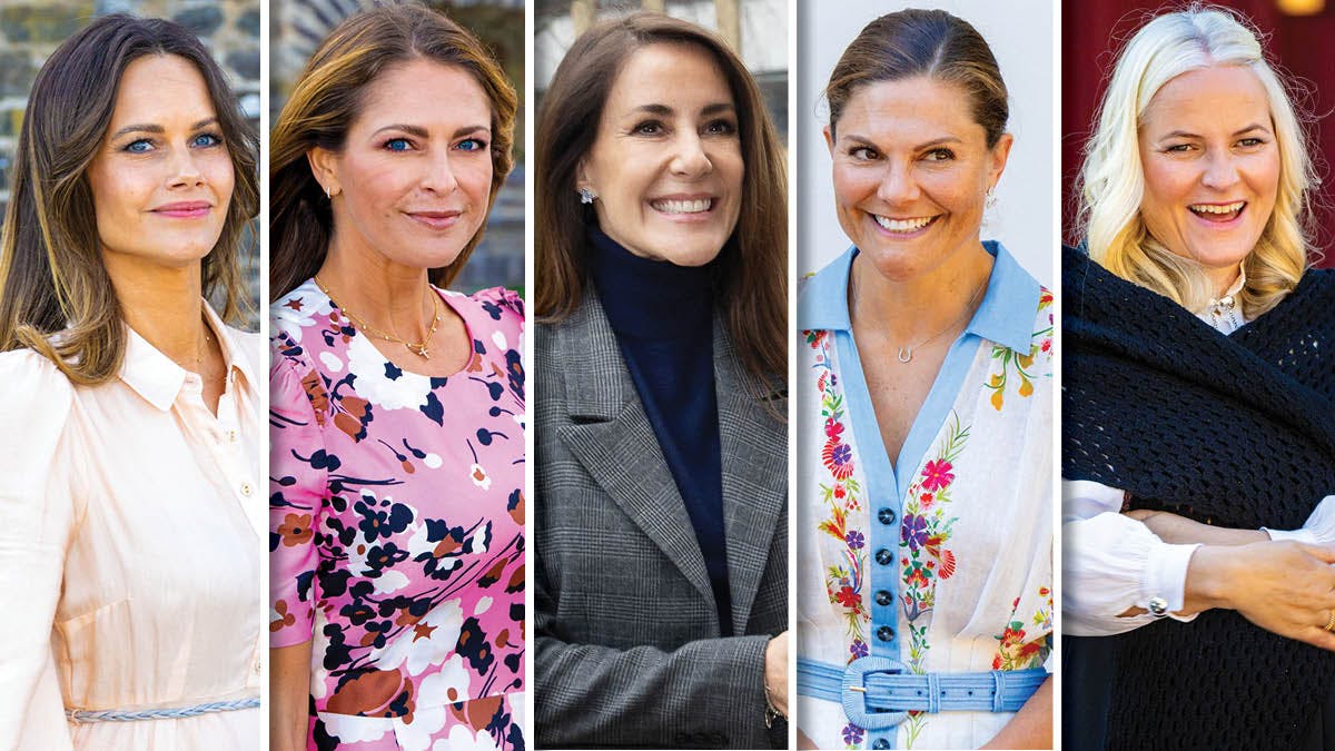 Prinsesse Sofia, prinsesse Madeleine, prinsesse Marie, kronprinsesse Victoria og kronprinsesse Mette-Marit