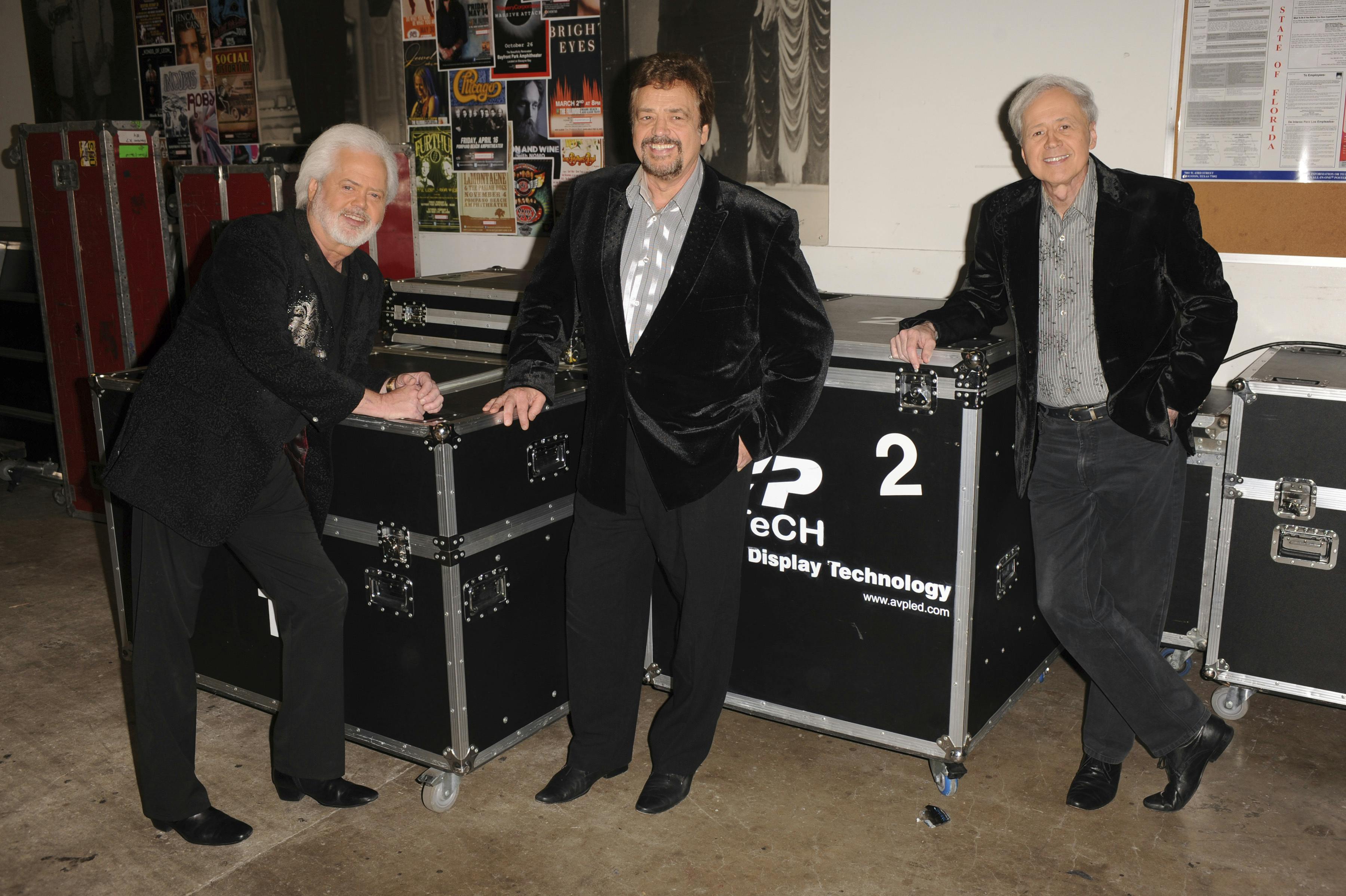 **FILE PHOTO** Wayne Osmond Has Passed Away. MIAMI BEACH, FL - APRIL 14: Jay Osmond, Jimmy Osmond, and Wayne Osmond pose at the 1st annual Florida 'Sounding Off For A Cure' benefit concert presented by the Voices Against Brain Cancer Foundation Fillmore Miami Beach on April 14, 2011 in Miami Beach, Florida. Credit: Mpi04 / MediaPunch /IPX