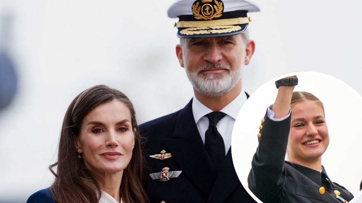 Dronning Letizia og kong Felipe. Indsat foto af prinsesse Leonor. 