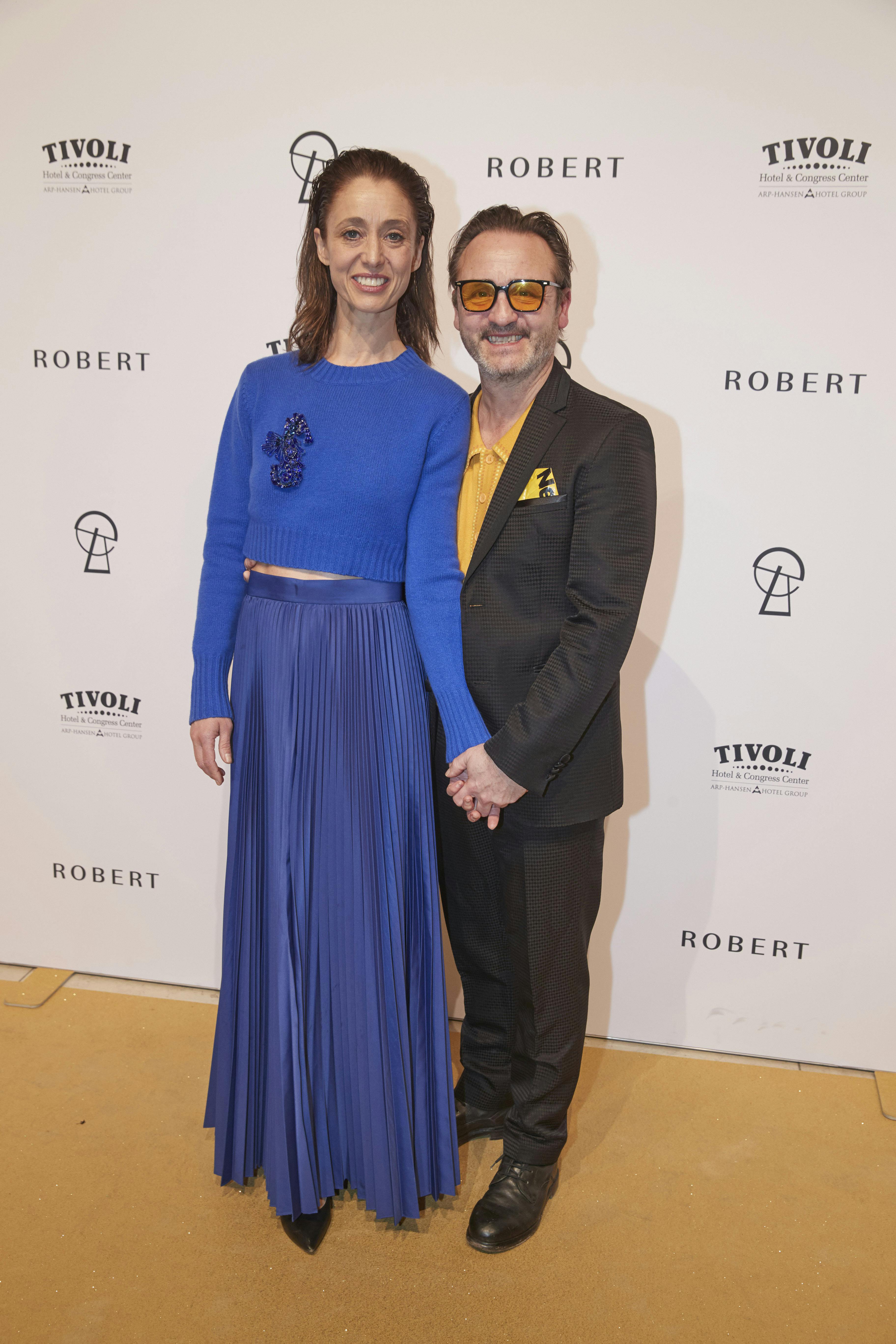 Lars Ranthe med sin hustru, Christine Albeck Børge, til Robert Prisen forrige år.