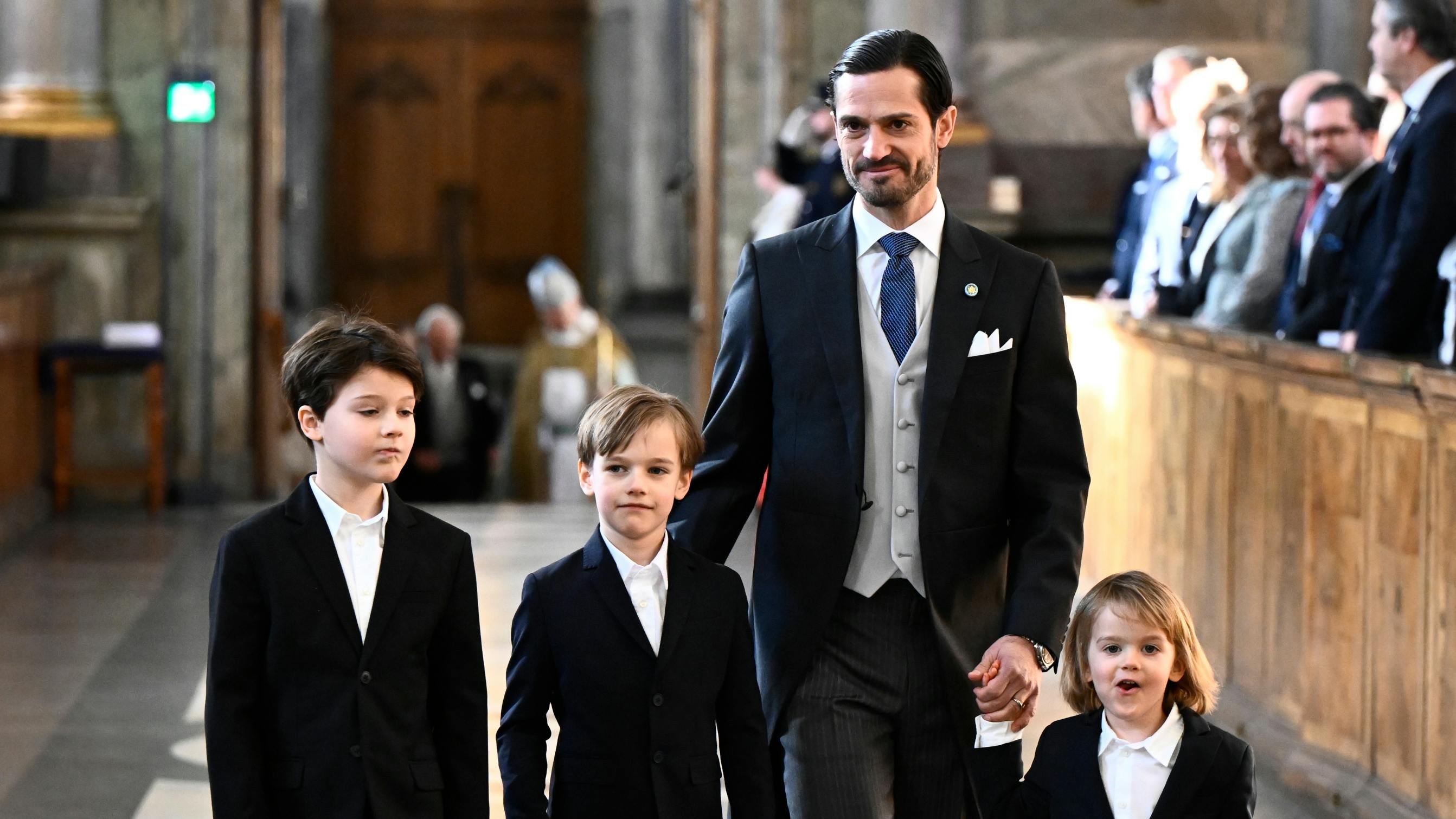 Prins Carl Philip med sønnerne prins Alexander, prins Gabriel og prins Julian.