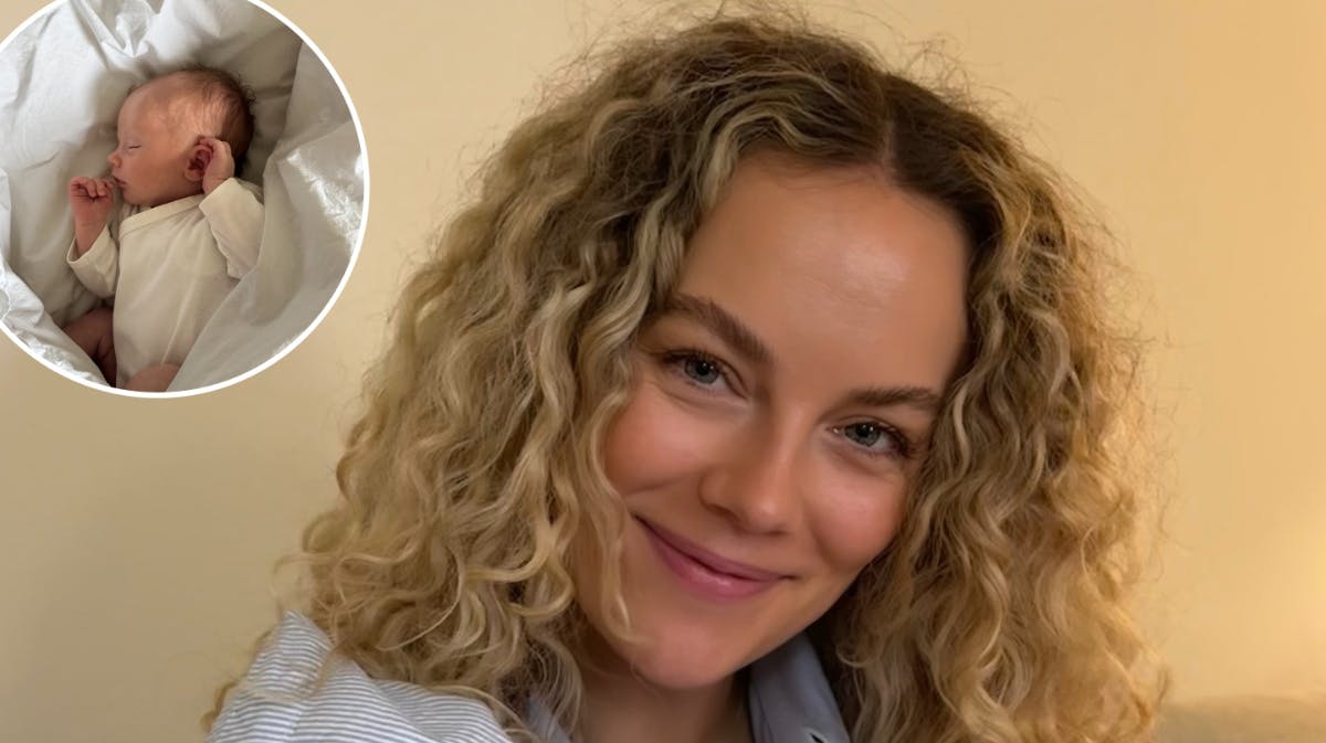 Celina Liv Danielsen og sin nyfødte søn. 
