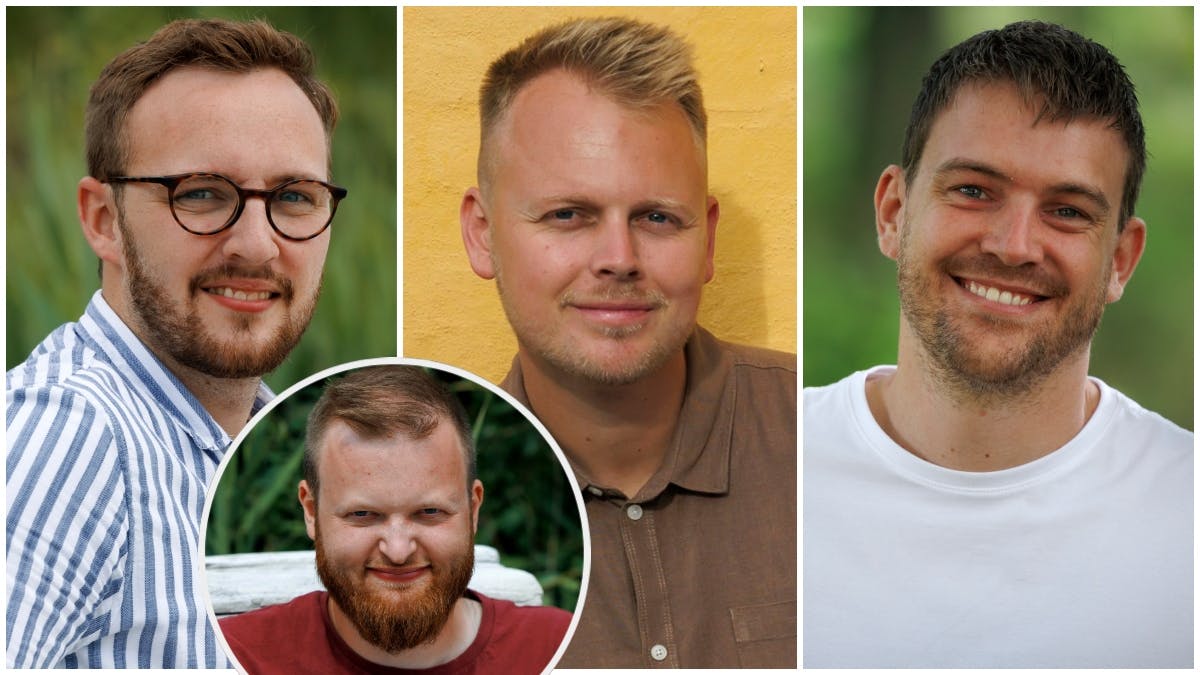 Tobias, Rasmus, Benjamin og Anders i "Kærlighed hvor kragerne vender" 