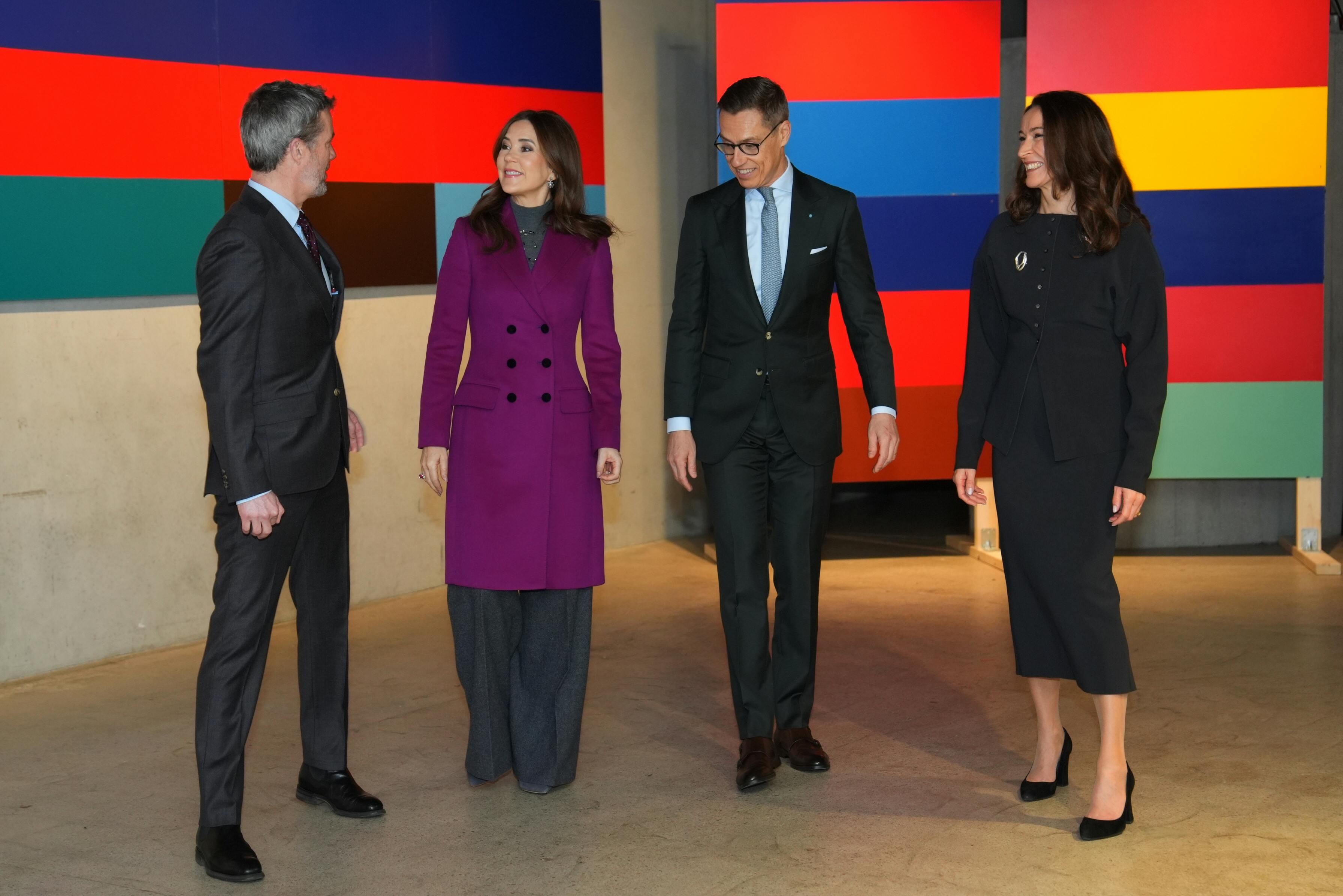 Kongeparret og præsidentparret hyggede sig på museet.