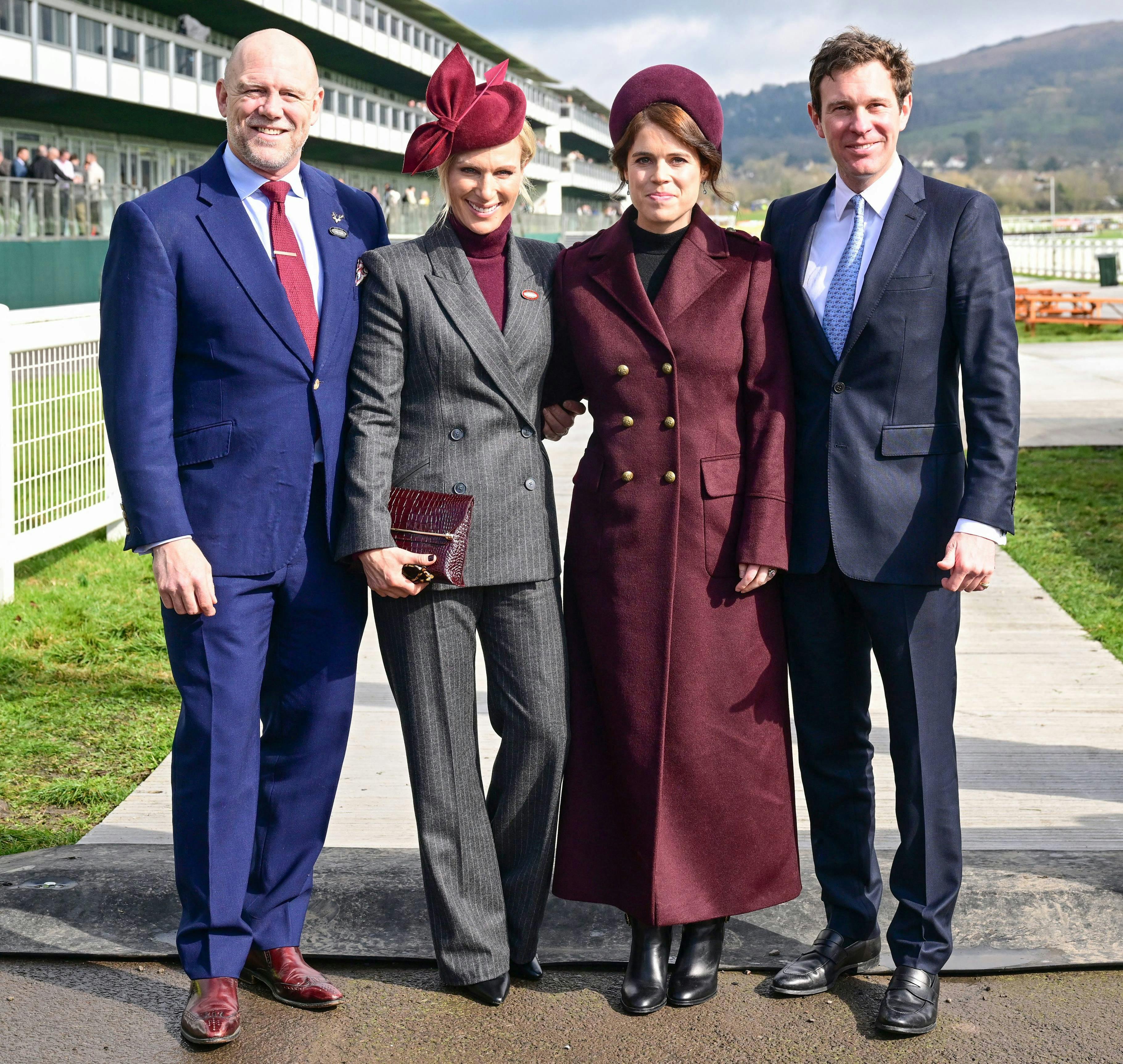 Mike Tindall og Zara Tindall samt prinsesse Eugenie og Jack Brooksbank.