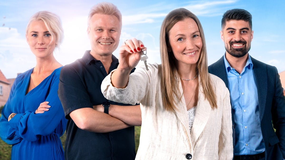 Camilla Rubæk, Christian Borregaard, Sara Lygum og Dilsad Sahin i "Beliggenhed, beliggenhed, beliggenhed"