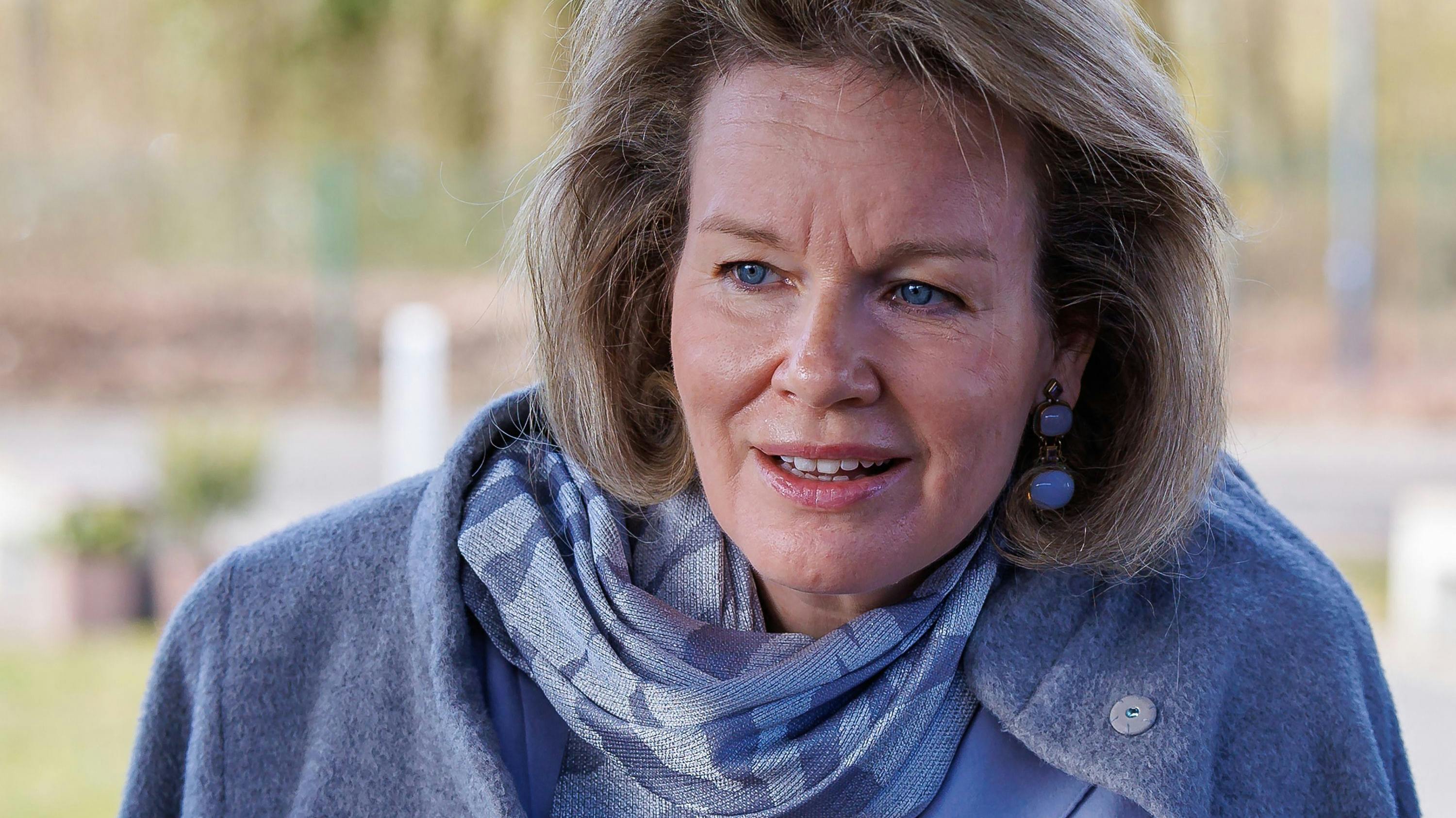Queen Mathilde of Belgium attends a royal visit to the Unie-K Ons Erf as part of the "Week van de Zorg" (Week of Care), an initiative of the non-profit organization "Dag van de Zorg" (Day of Care), in Sint-Michiels on March 14, 2025. (Photo by KURT DESPLENTER / Belga / AFP) / Belgium OUT
