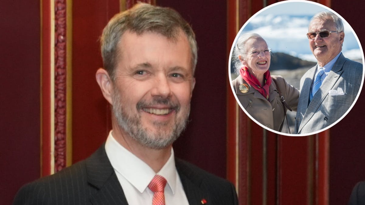 Kong Frederik samt dronning Margrethe og prins Henrik