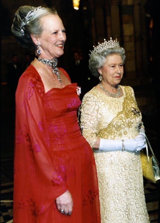 Dronning Margrethe og dronning Elizabeth II.