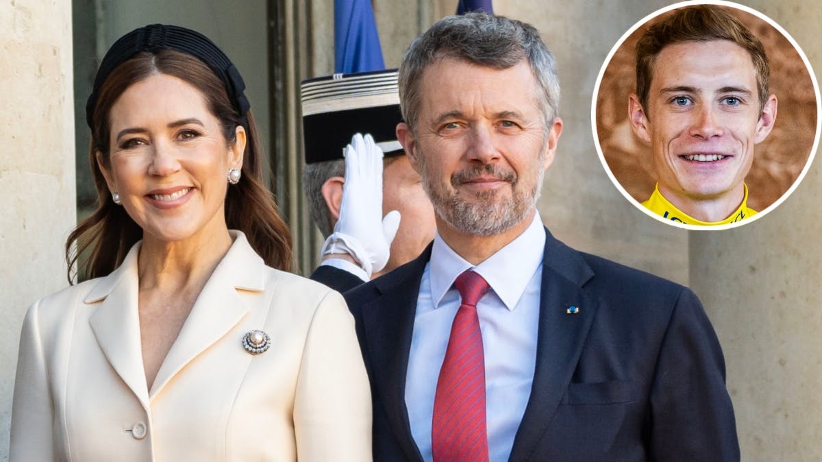 Dronning Mary, kong Frederik og Jonas Vingegaard