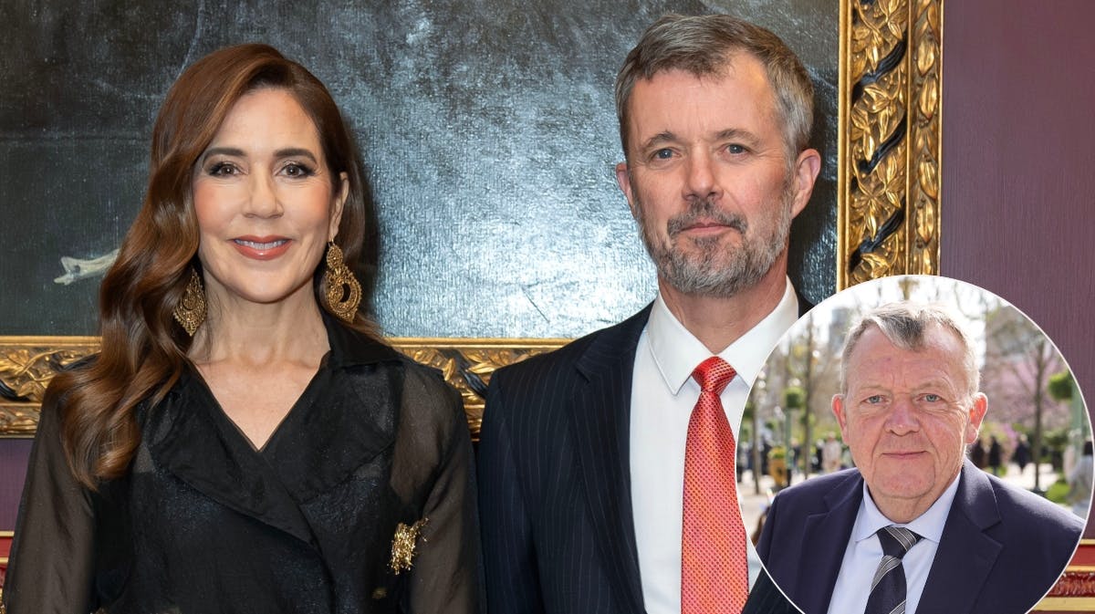 Kongeparret og Lars Løkke Rasmussen. 