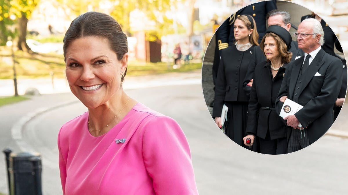 Kronprinsesse Victoria samt kong Carl Gustaf, dronning Silvia og prinsesse Madeleine. 