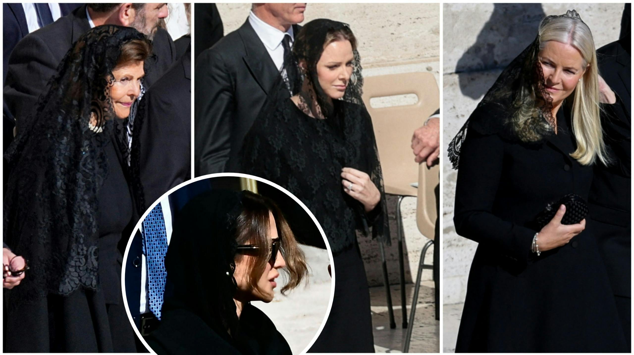 Kongelige kvinder bar slør ved pave Frans' begravelse.