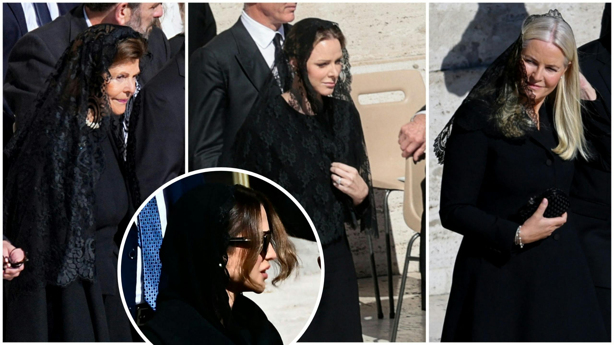 Kongelige kvinder bar slør ved pave Frans' begravelse.