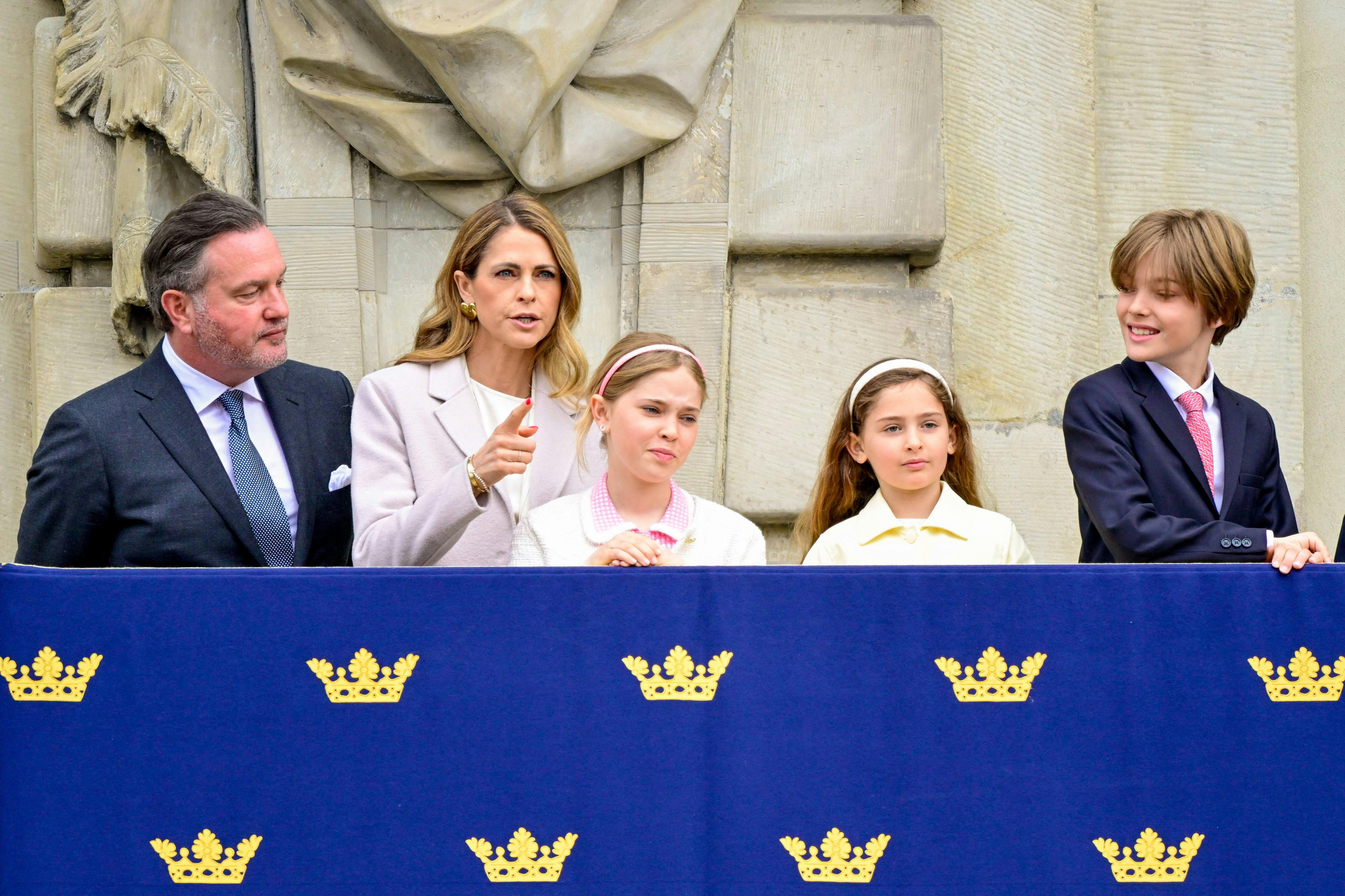 Prince Daniel, Princess Estelle during the 79th birthday celebrations of the Swedish King at the courtyard of the Royal Palace in Stockholm, Sweden. 30 Apr 2025 Pictured: Princess Madeleine, Chris O'Neill, Princess Leonore, Prince Nicolas, Princess Adrienne during the 79th birthday celebrations of the Swedish King at the courtyard of the Royal Palace in Stockholm, Sweden. Photo credit: MEGA TheMegaAgency.com sales@mega.global (Mega Agency TagID: MEGA1303147_008.jpg) [Photo via Mega Agency]