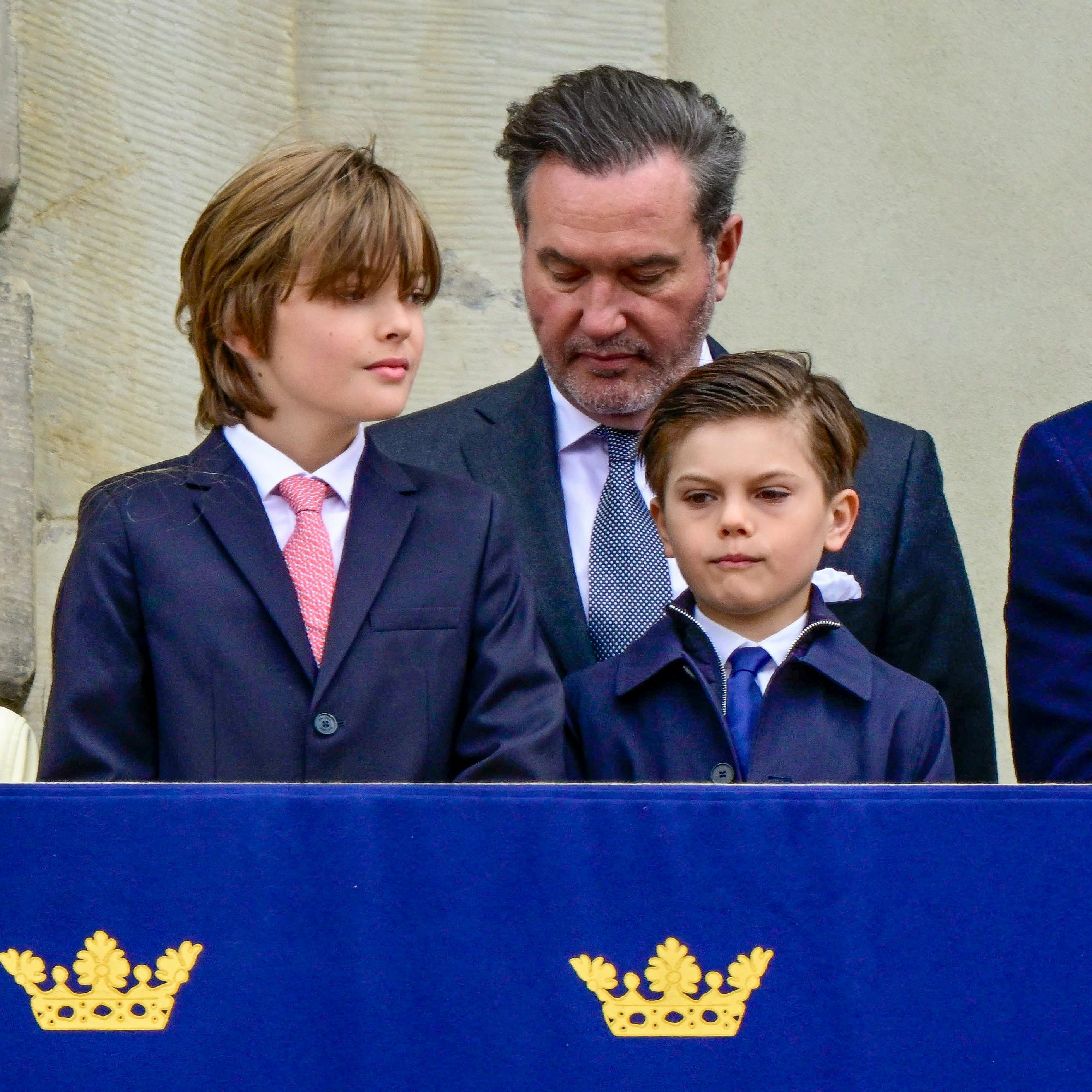 Queen Silvia, Prince Alexander, Prince Gabriel during the 79th birthday celebrations of the Swedish King at the courtyard of the Royal Palace in Stockholm, Sweden. 30 Apr 2025 Pictured: Prince Oscar, Chris O'Neill, Prince Nicolas during the 79th birthday celebrations of the Swedish King at the courtyard of the Royal Palace in Stockholm, Sweden. Photo credit: MEGA TheMegaAgency.com sales@mega.global (Mega Agency TagID: MEGA1303173_029.jpg) [Photo via Mega Agency]